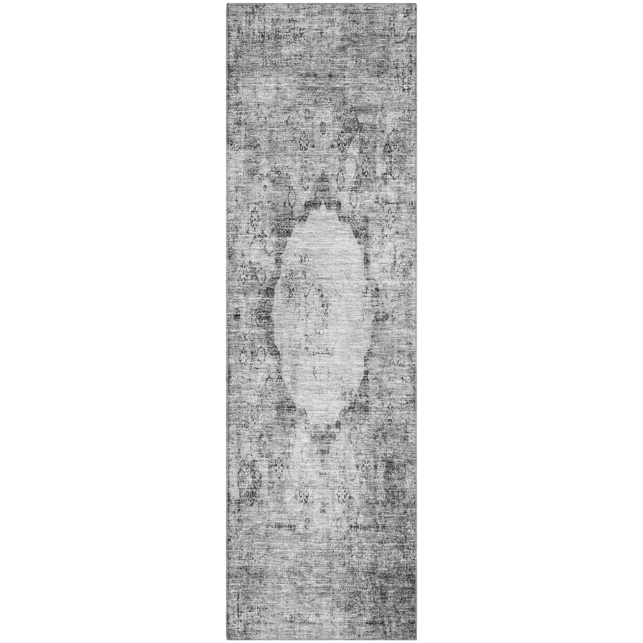 Budapest Machine Washable Traditional Gray Rug 2'3" x 7'6" #shape_Runner
