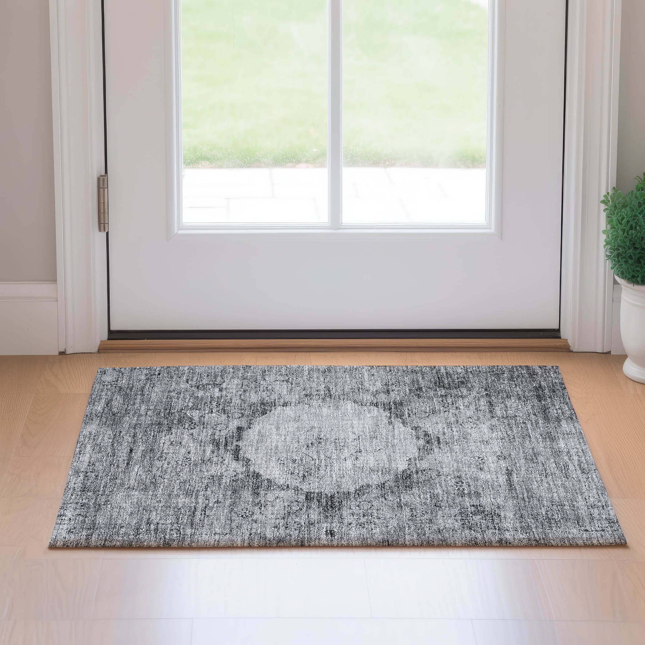 Budapest Machine Washable Traditional Gray Rug 1'8" x 2'6" #shape_Rectangle