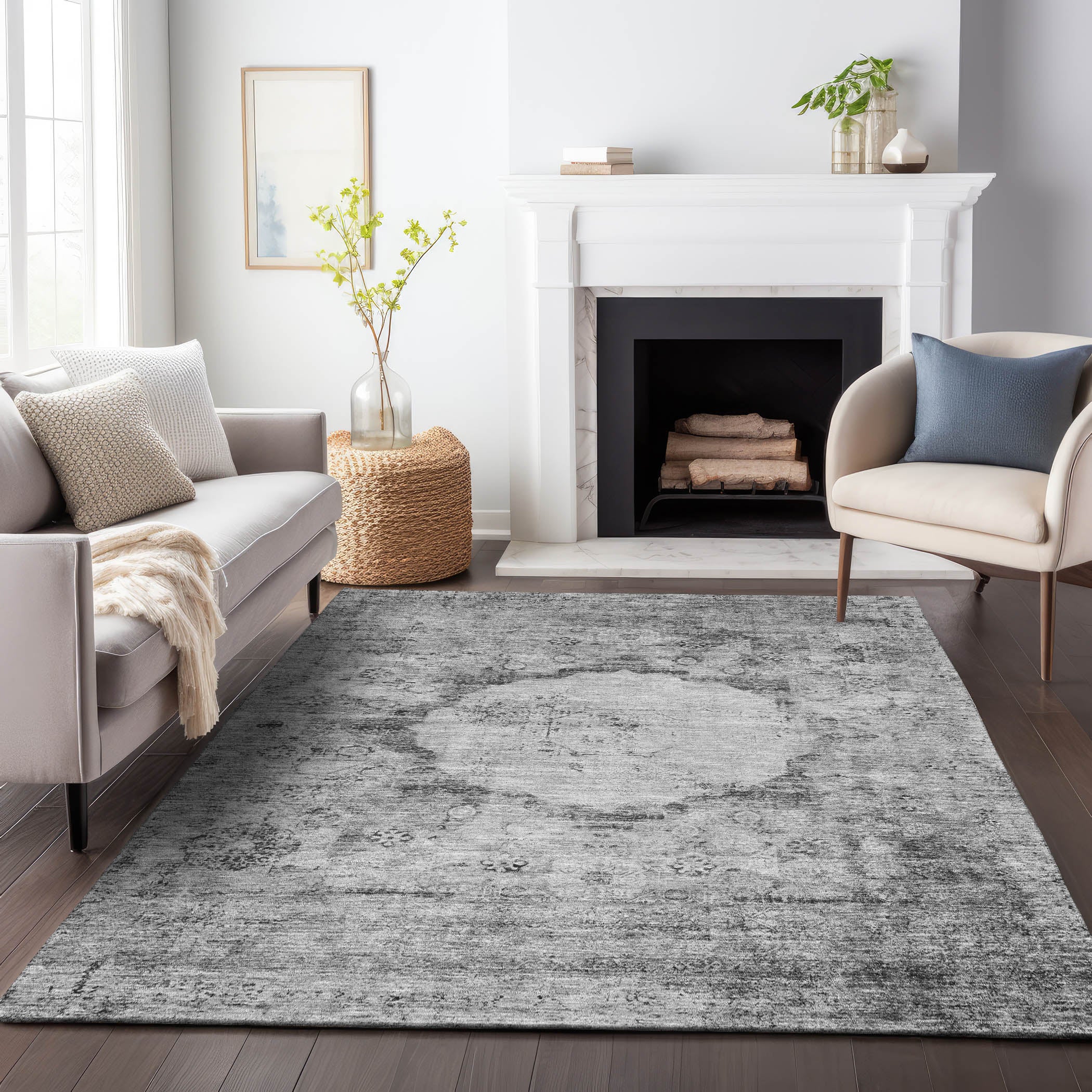Budapest Machine Washable Traditional Gray Rug 2'6" x 3'10" #shape_Rectangle