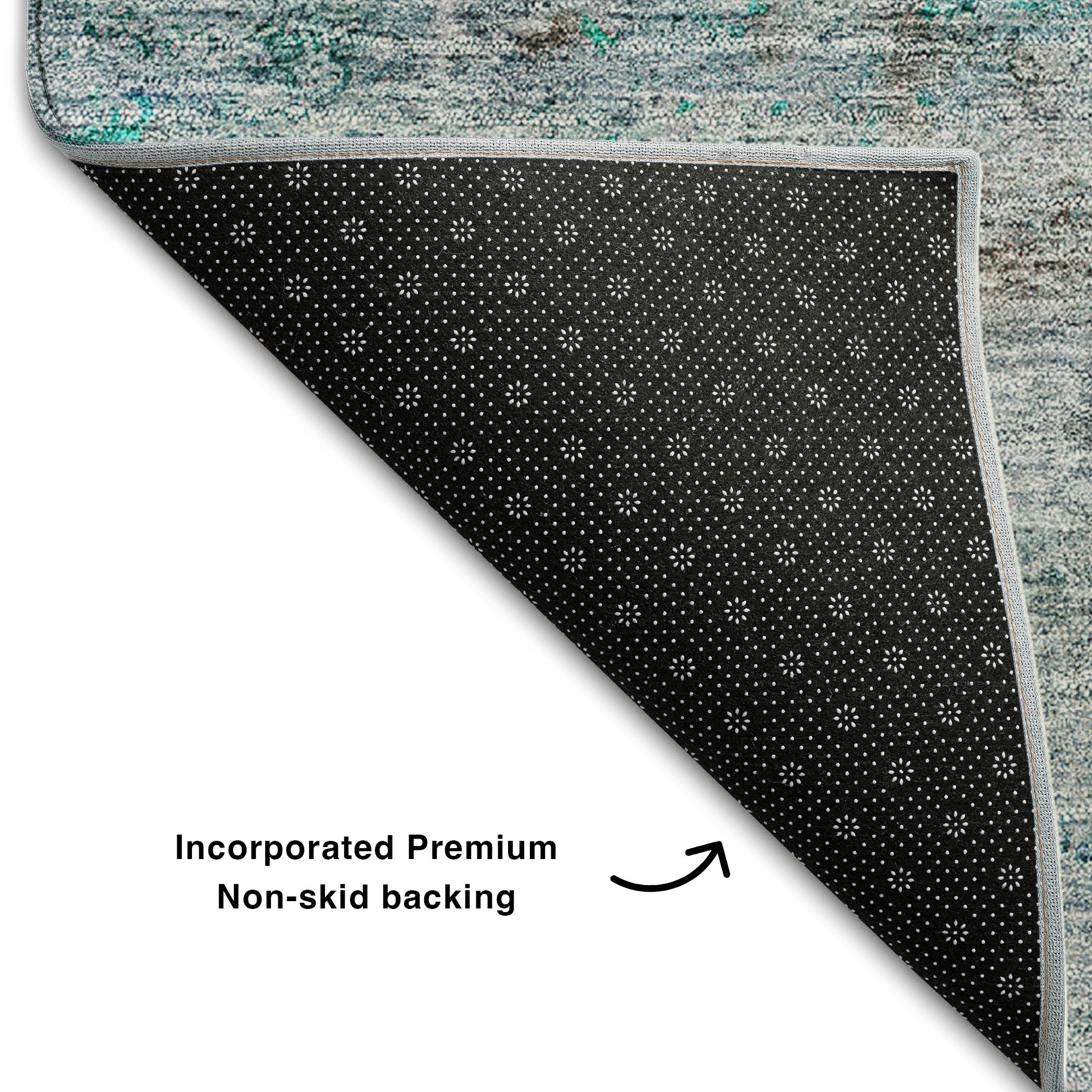 Budapest Machine Washable Traditional Teal Rug 1'8" x 2'6" #shape_Rectangle