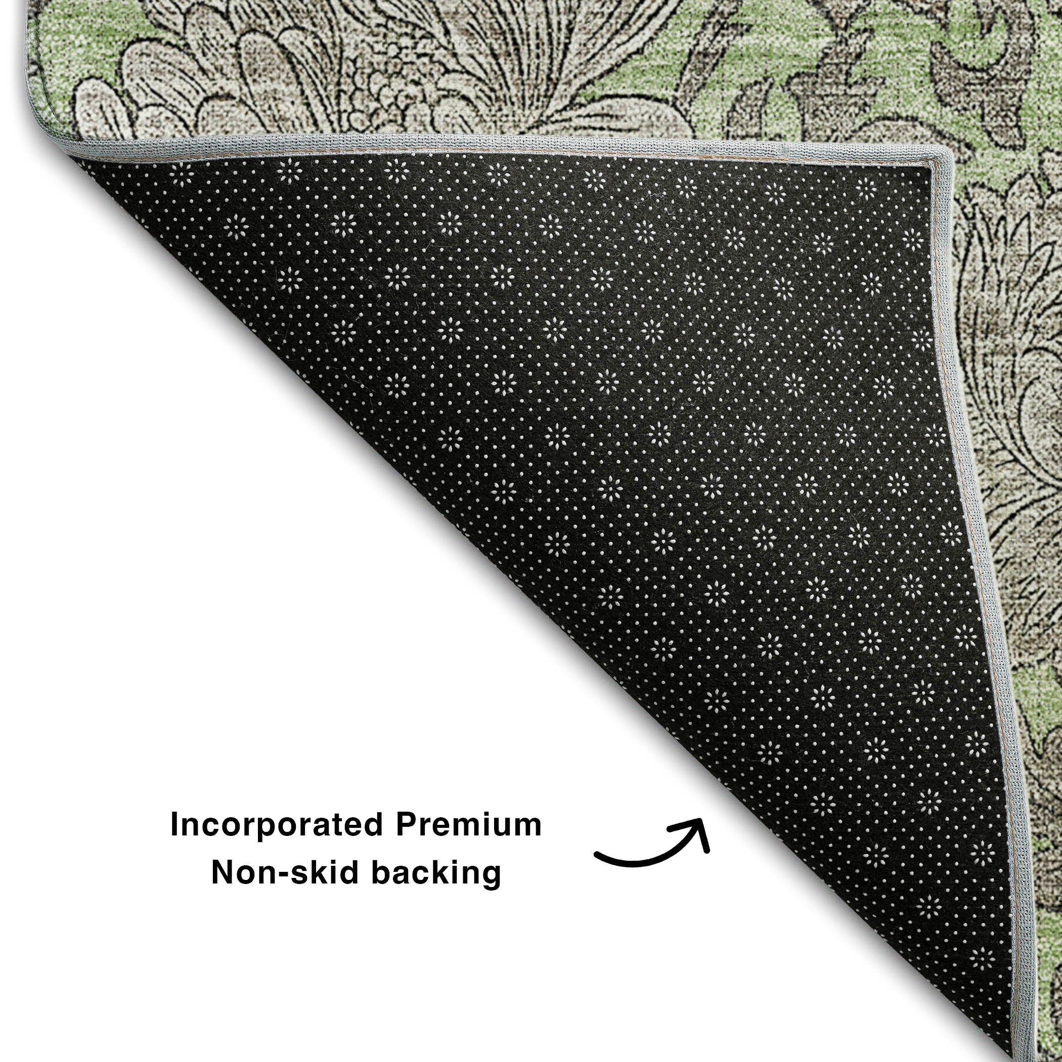 Sintra Machine Washable Transitional Aloe Green Rug 1'8" x 2'6" #shape_Rectangle