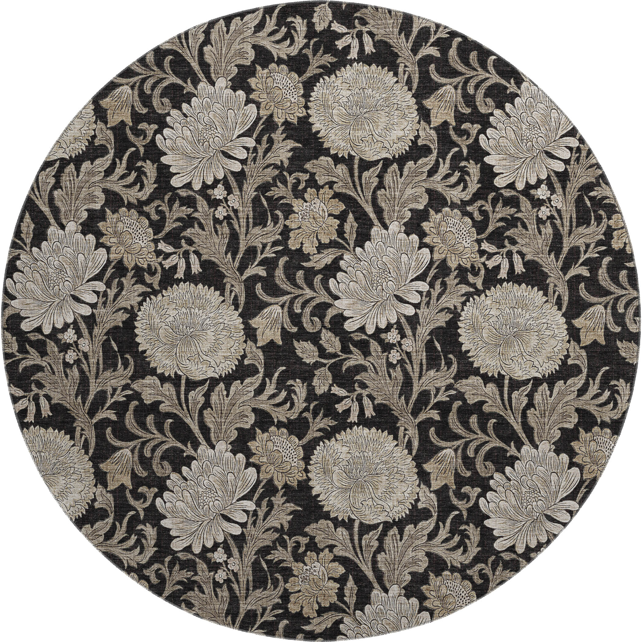 Sintra Machine Washable Transitional Black Rug 8' x 8' #shape_Round