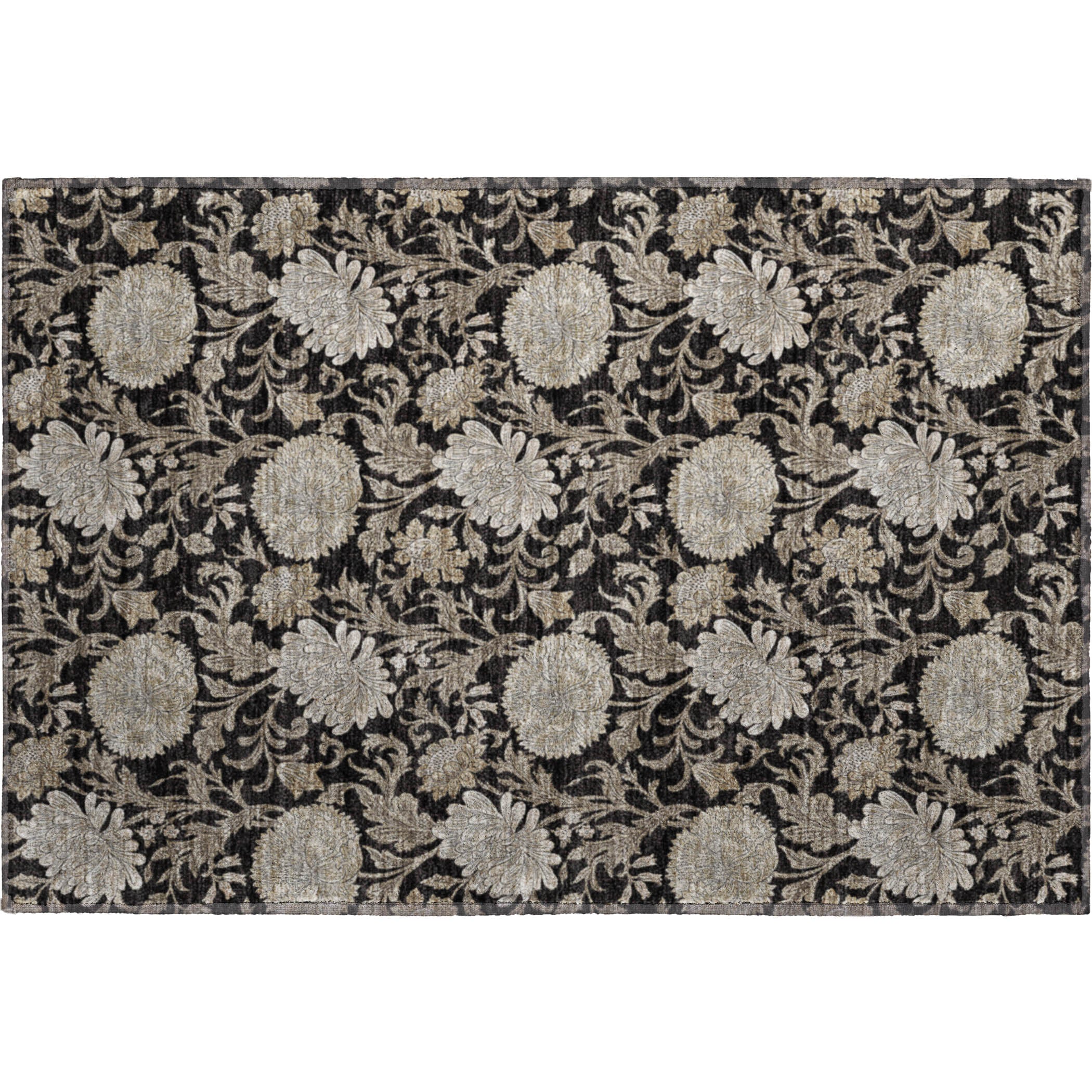 Sintra Machine Washable Transitional Black Rug 1'8" x 2'6" #shape_Rectangle