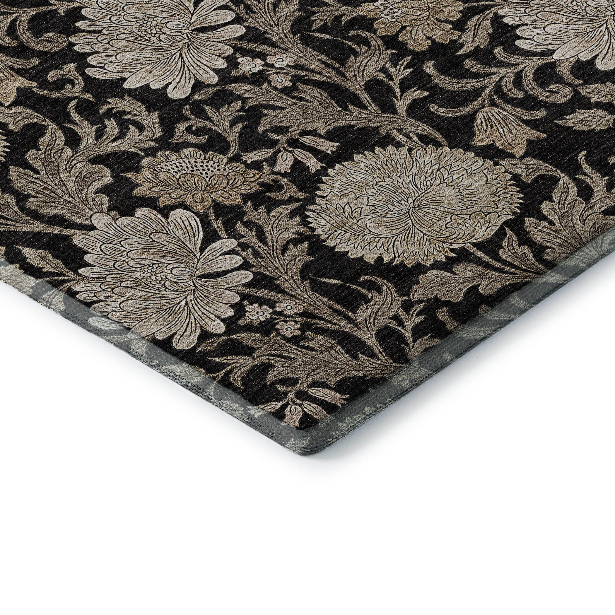 Sintra Machine Washable Transitional Black Rug 1'8" x 2'6" #shape_Rectangle