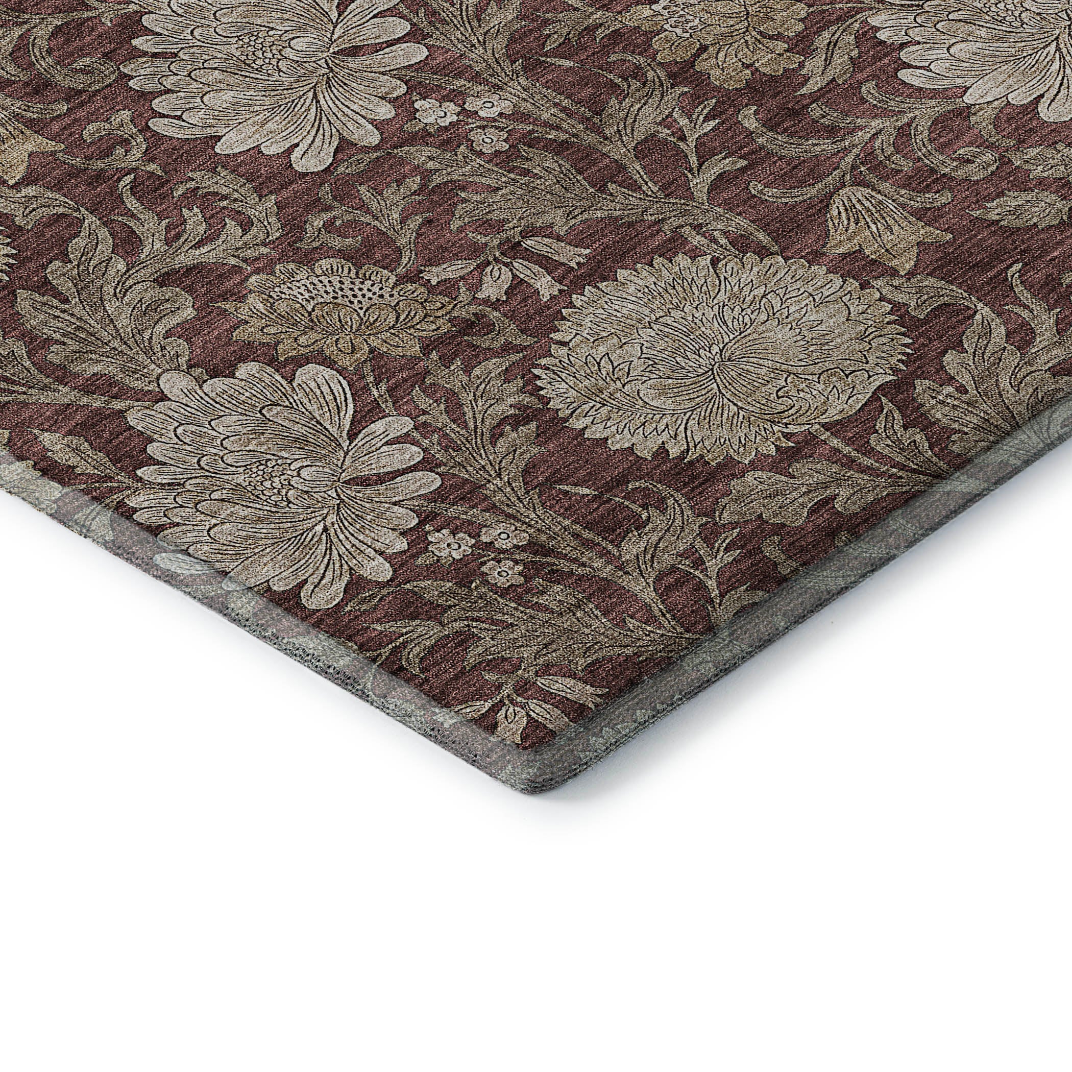 Sintra Machine Washable Transitional Merlot Red Rug 1'8" x 2'6" #shape_Rectangle