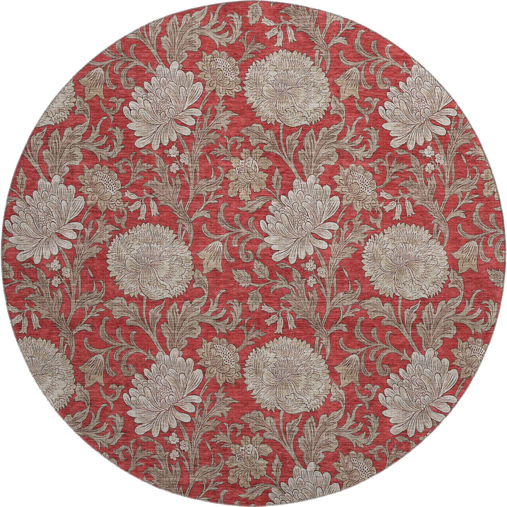 Sintra Machine Washable Transitional Red Rug 8' x 8' #shape_Round