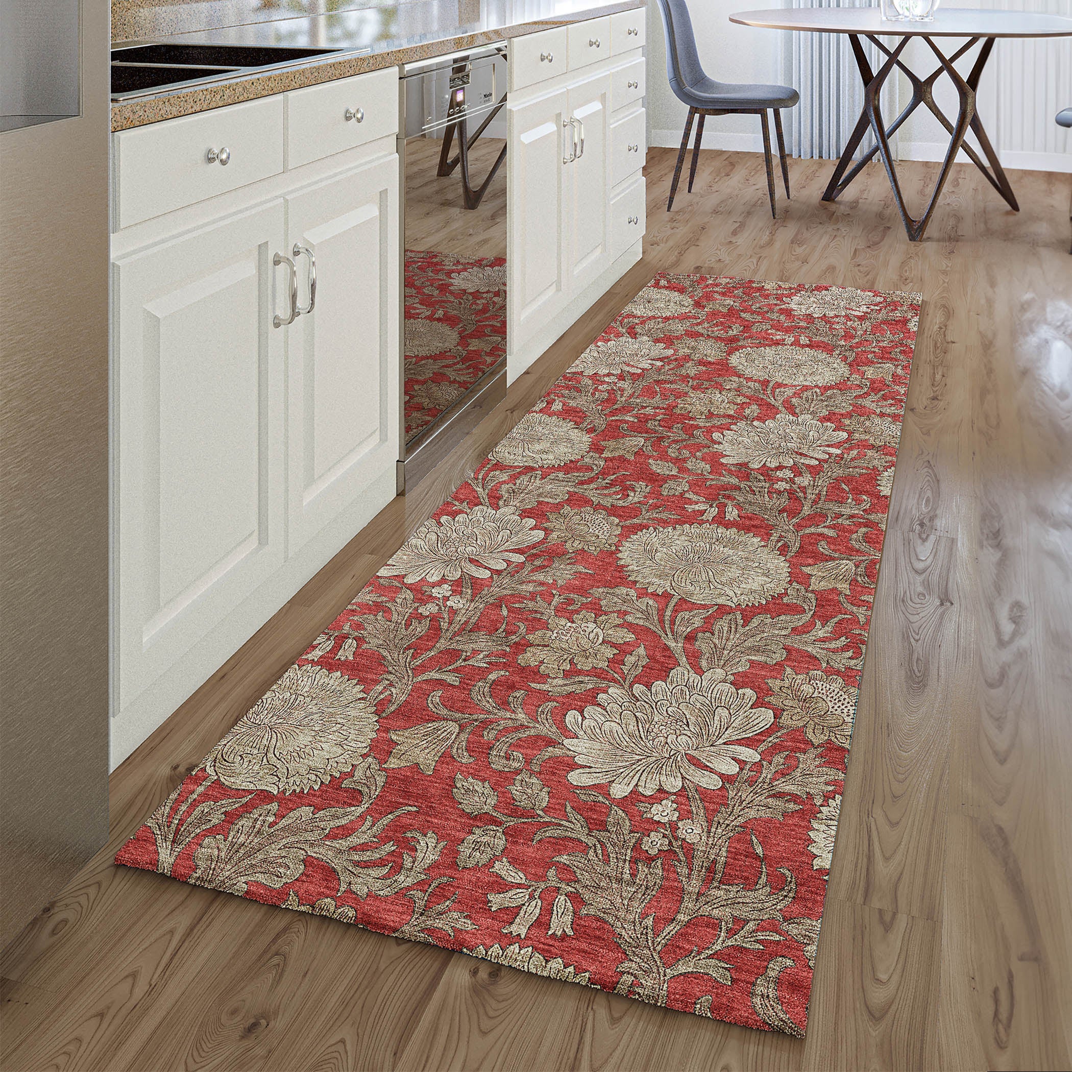 Sintra Machine Washable Transitional Red Rug 2'3" x 7'6" #shape_Runner