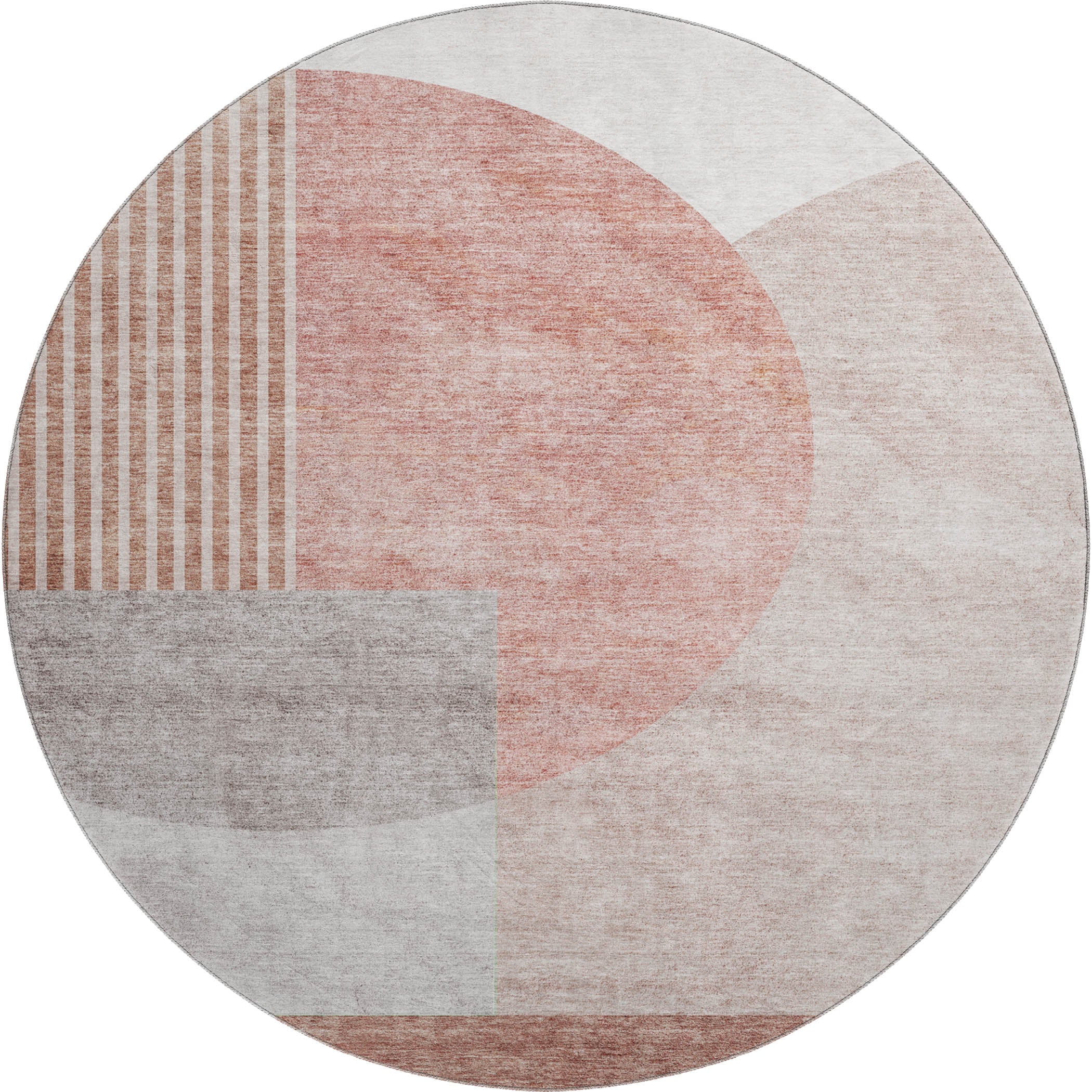 Montevideo Machine Washable Transitional Copper Orange Rug 8' x 8' #shape_Round