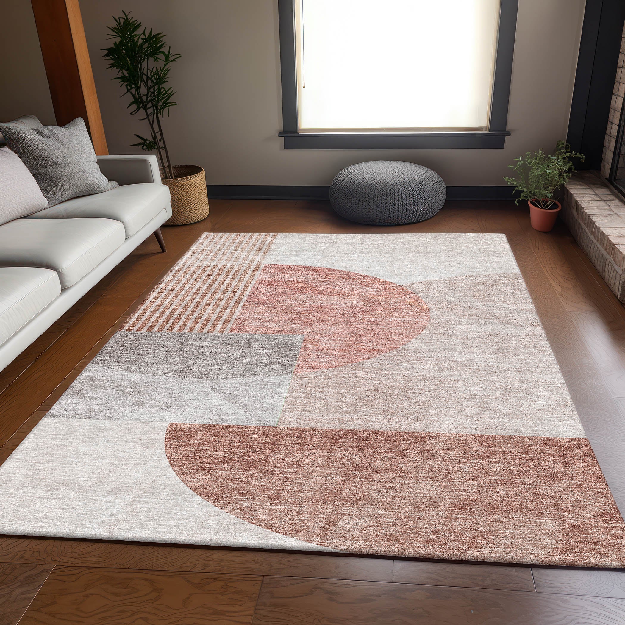 Montevideo Machine Washable Transitional Copper Orange Rug 2'6" x 3'10" #shape_Rectangle