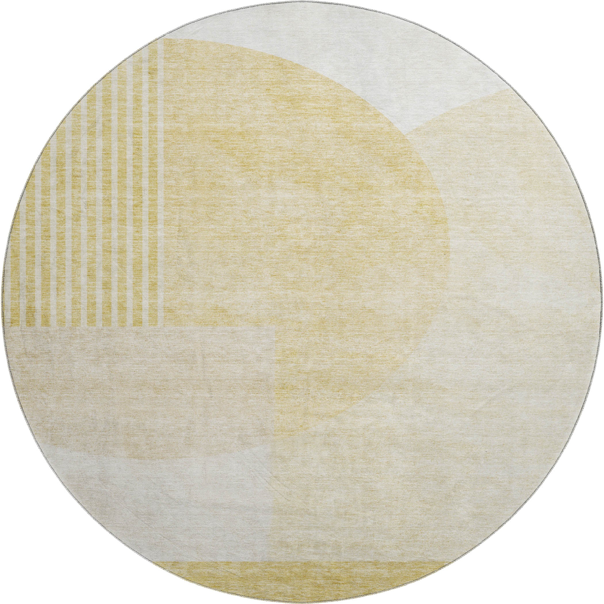 Montevideo Machine Washable Transitional Gold Rug 8' x 8' #shape_Round