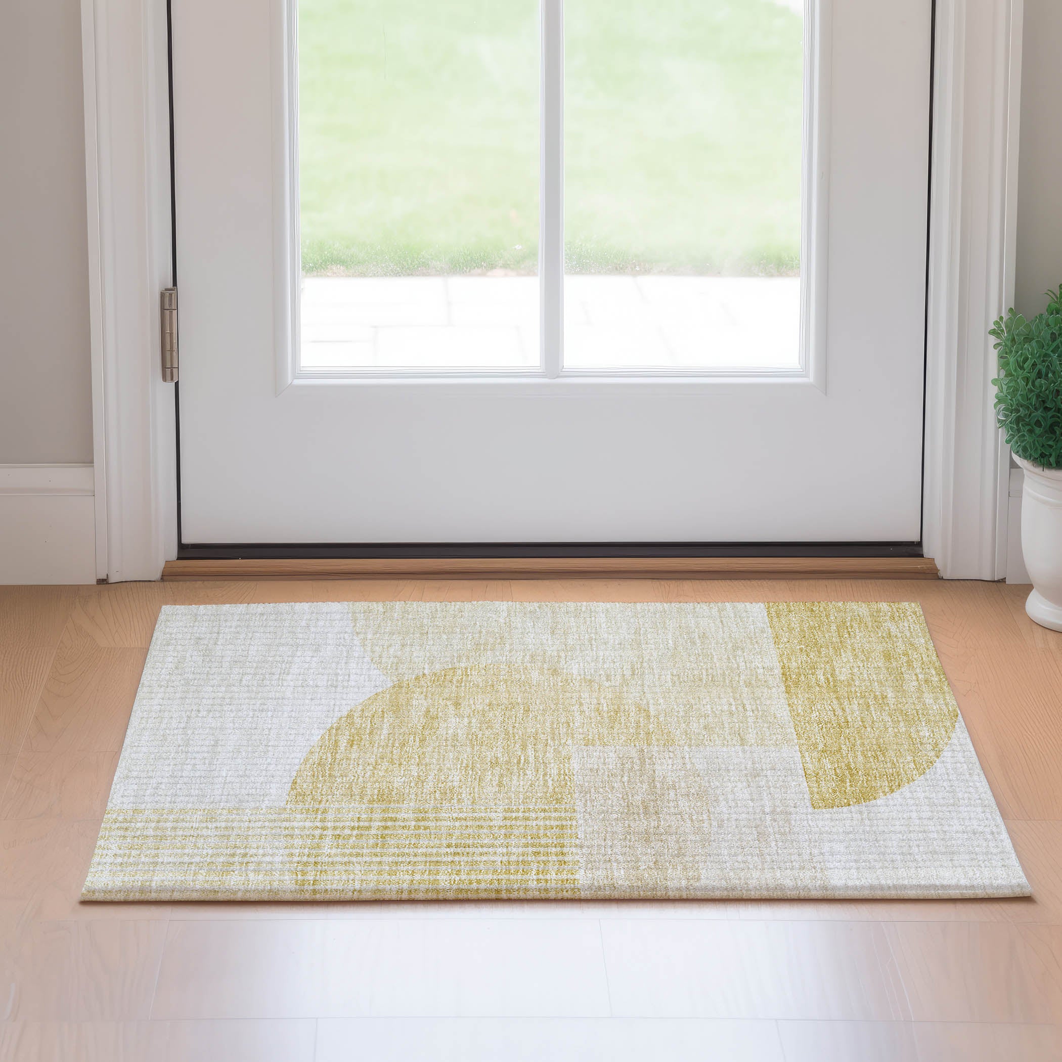 Montevideo Machine Washable Transitional Gold Rug 1'8" x 2'6" #shape_Rectangle