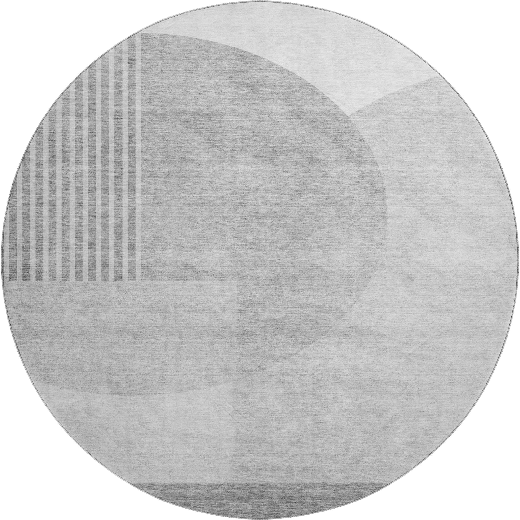 Montevideo Machine Washable Transitional Gray Rug 8' x 8' #shape_Round