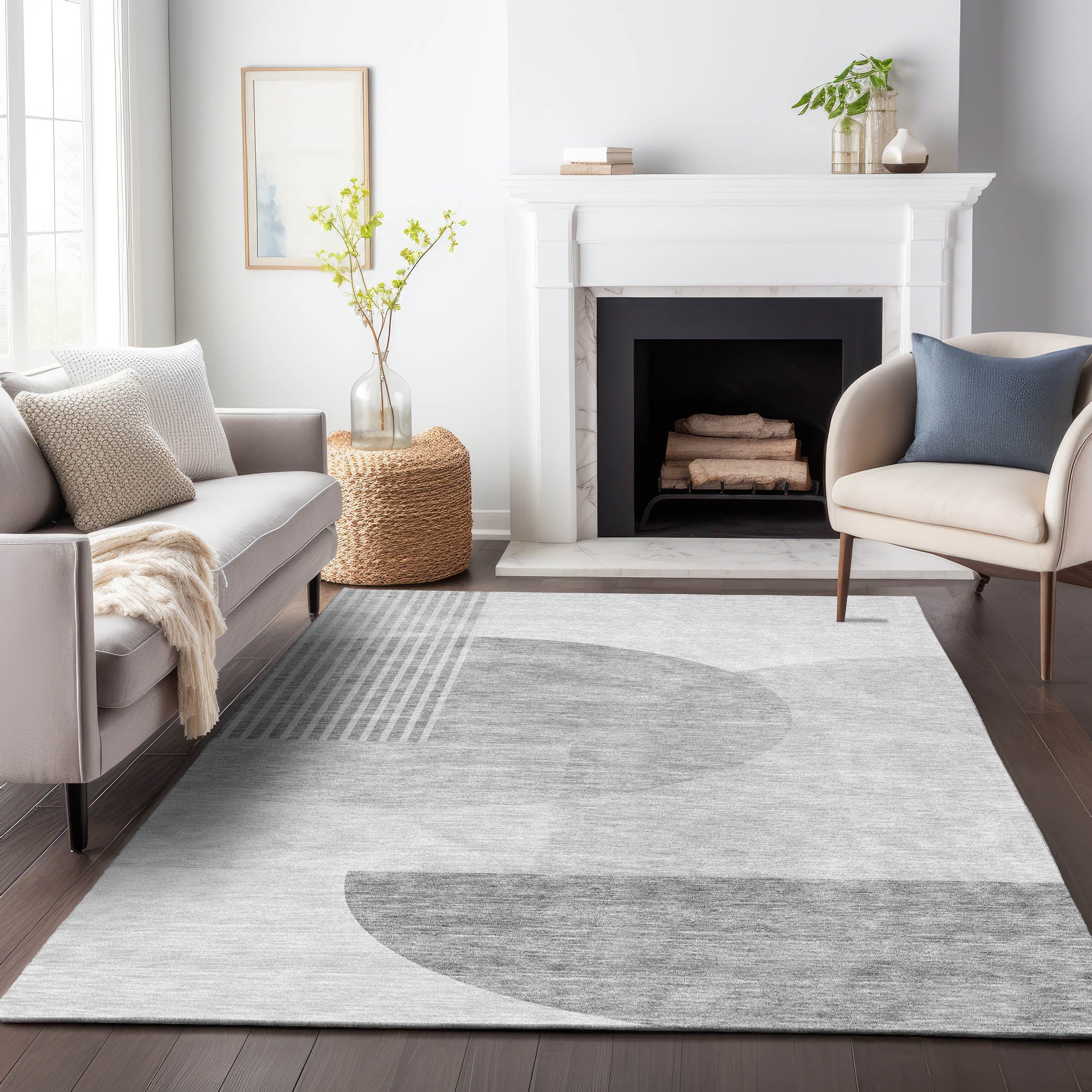 Montevideo Machine Washable Transitional Gray Rug 2'6" x 3'10" #shape_Rectangle