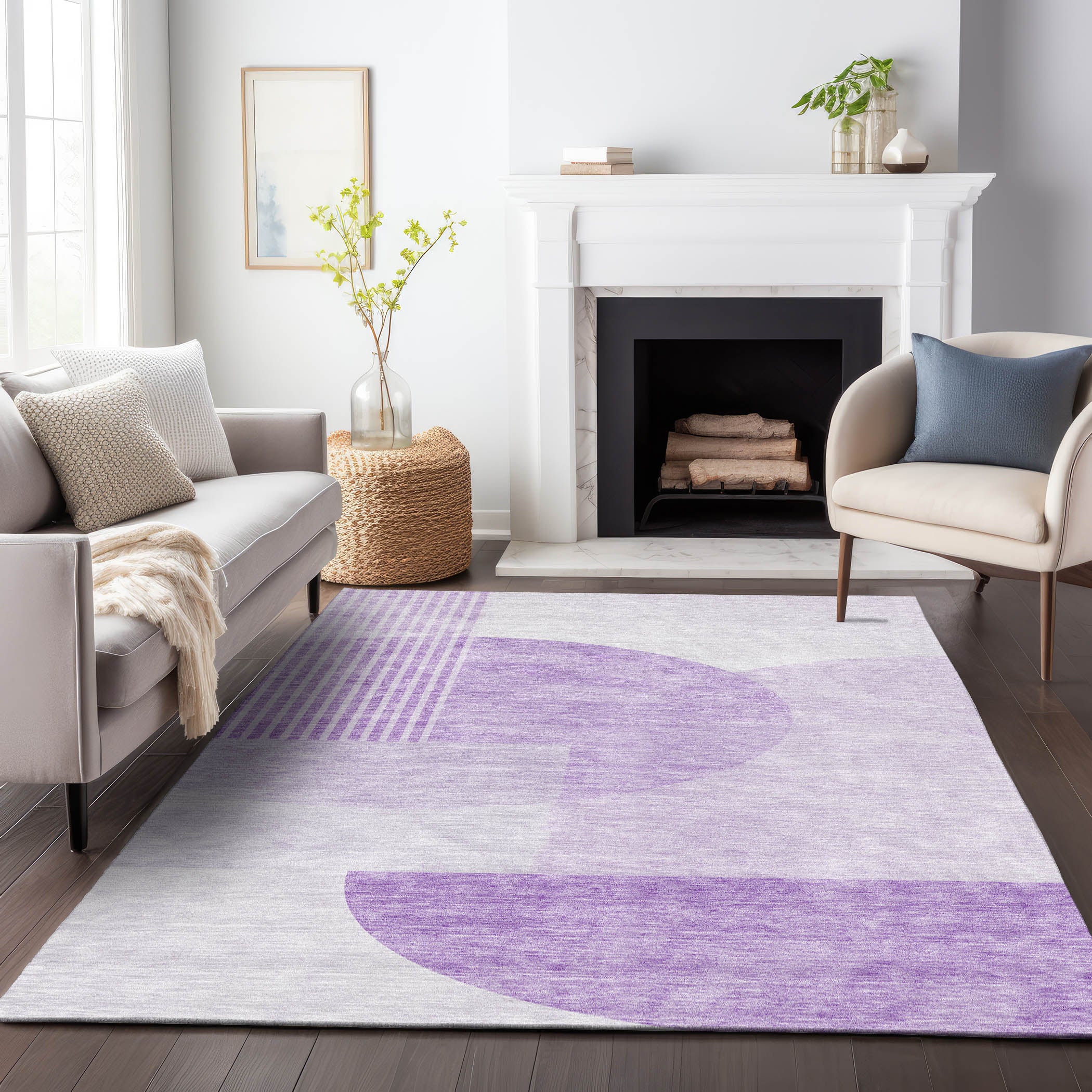 Montevideo Machine Washable Transitional Purple Rug 2'6" x 3'10" #shape_Rectangle