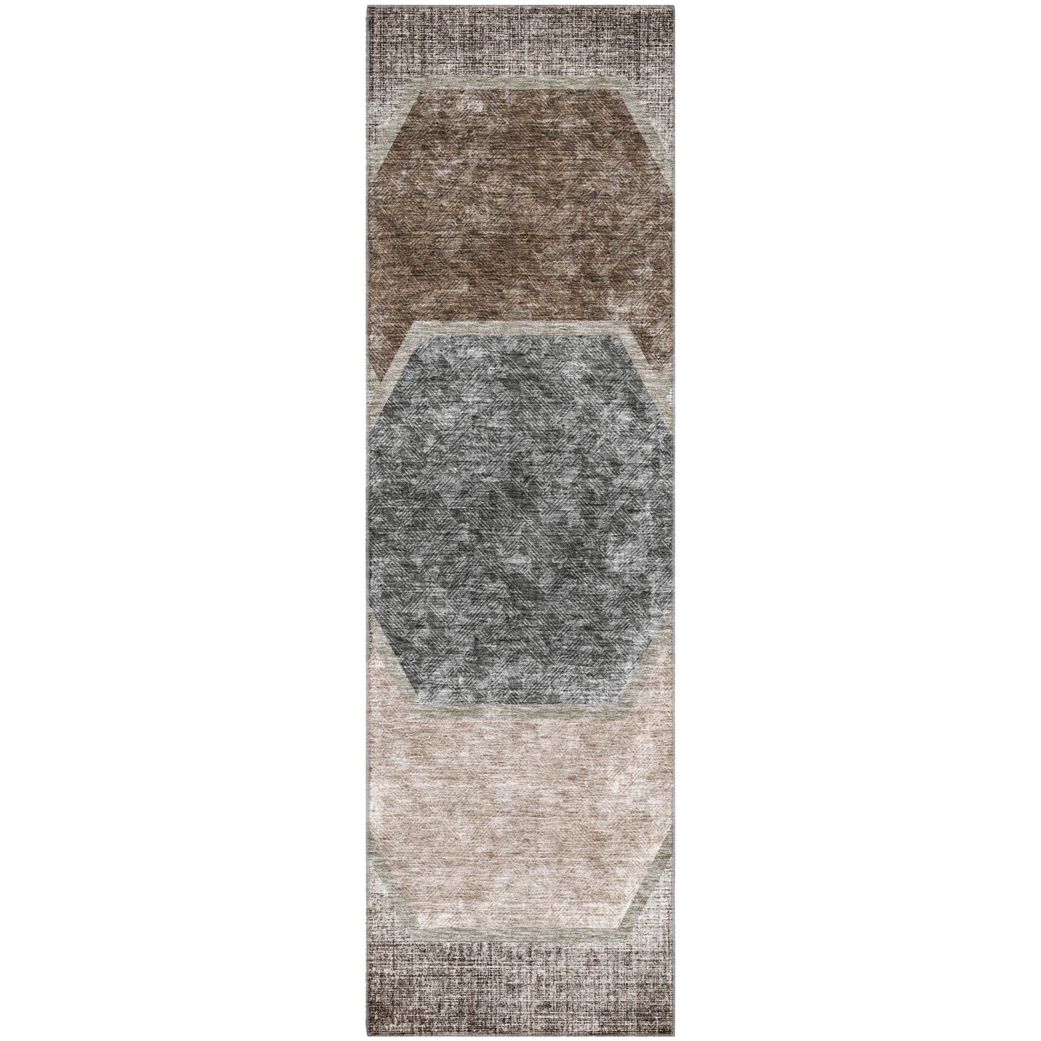Queenstown Machine Washable Transitional Fudge Brown Rug 2'3" x 7'6" #shape_Runner