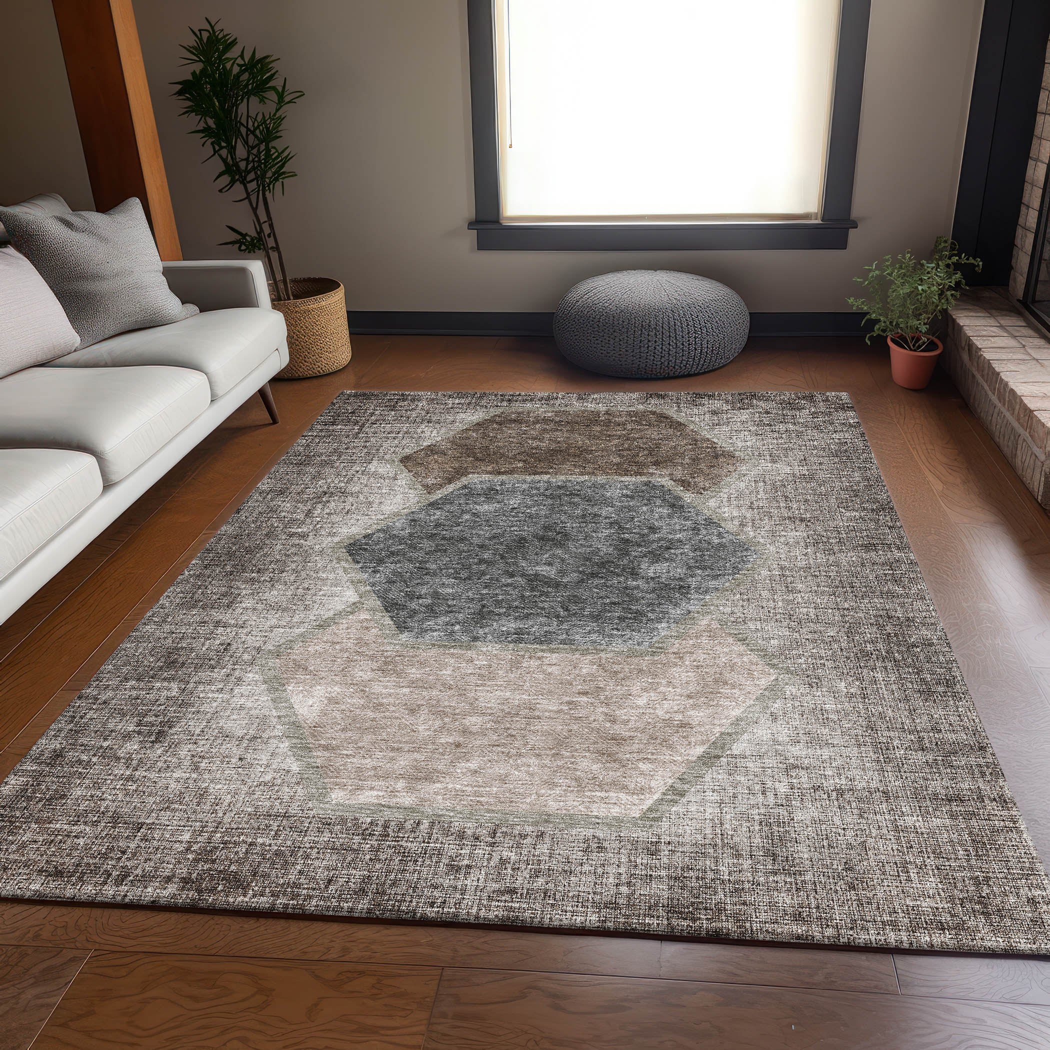 Queenstown Machine Washable Transitional Fudge Brown Rug 2'6" x 3'10" #shape_Rectangle