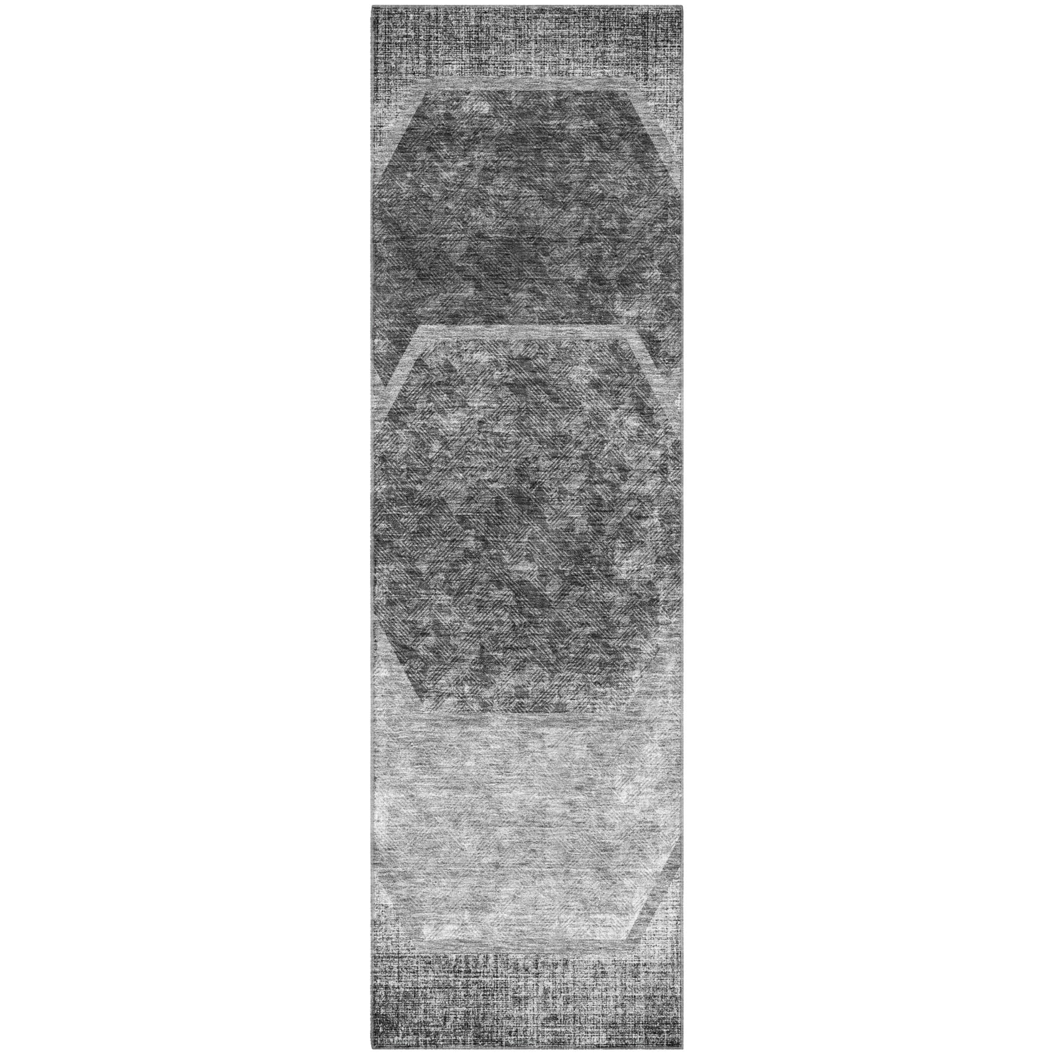 Queenstown Machine Washable Transitional Gray Rug 2'3" x 7'6" #shape_Runner