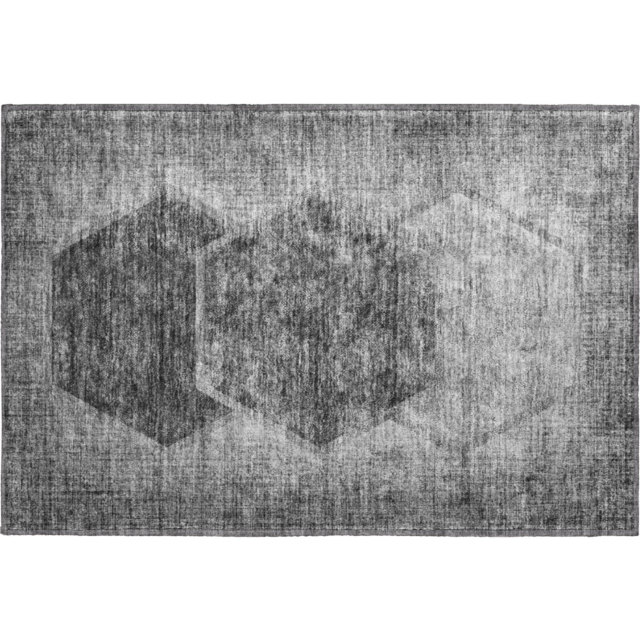 Queenstown Machine Washable Transitional Gray Rug 1'8" x 2'6" #shape_Rectangle