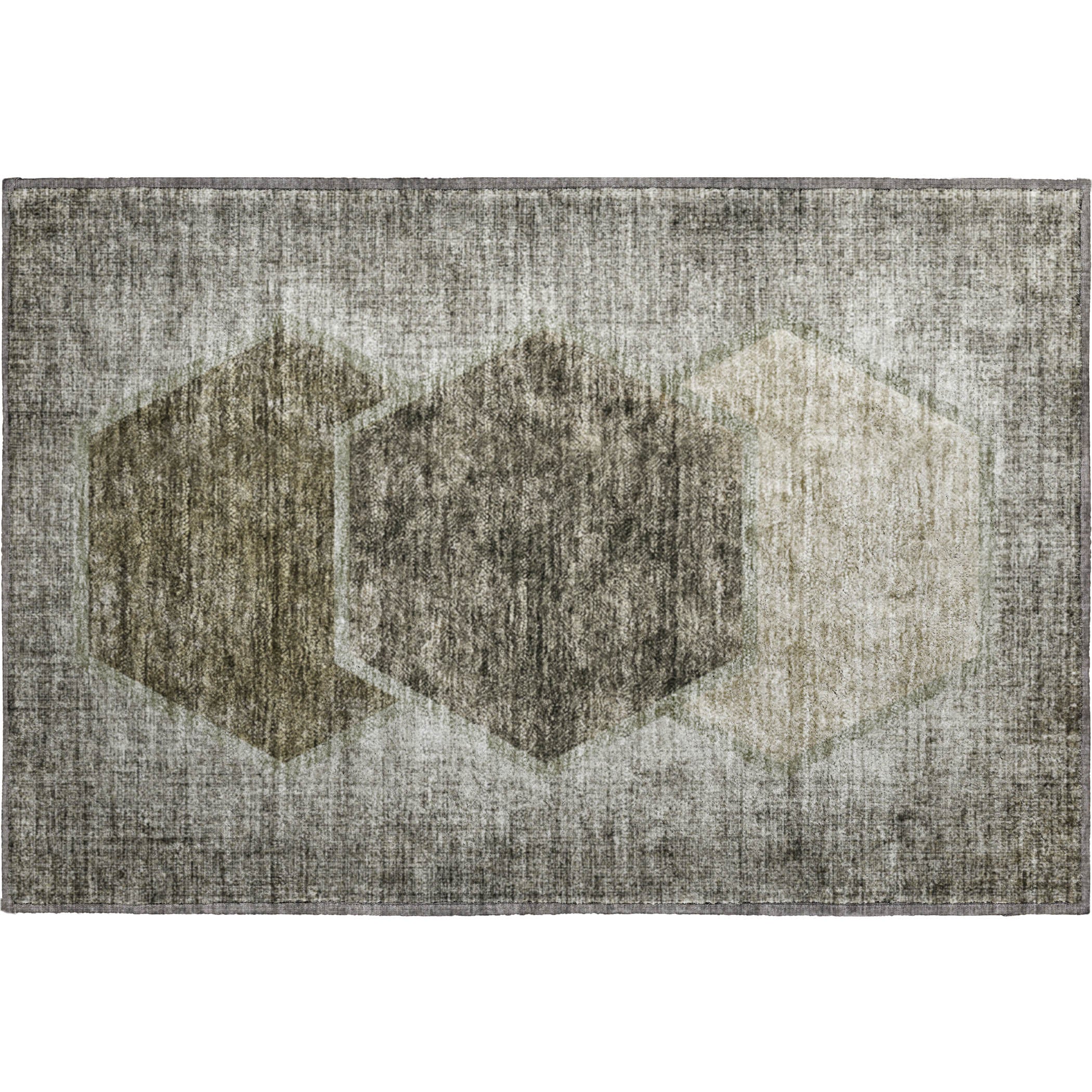 Queenstown Machine Washable Transitional Taupe Brown Rug 1'8" x 2'6" #shape_Rectangle