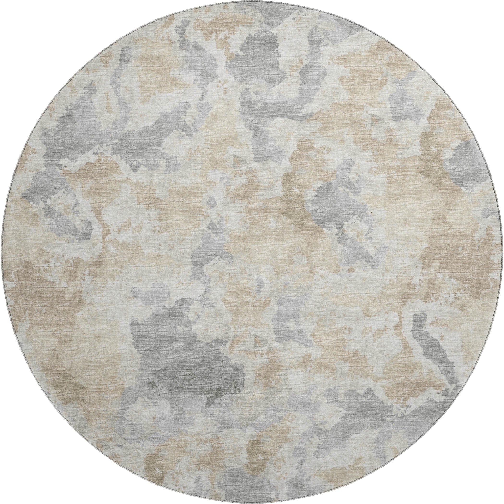 Valletta Machine Washable Transitional Beige Rug 8' x 8' #shape_Round
