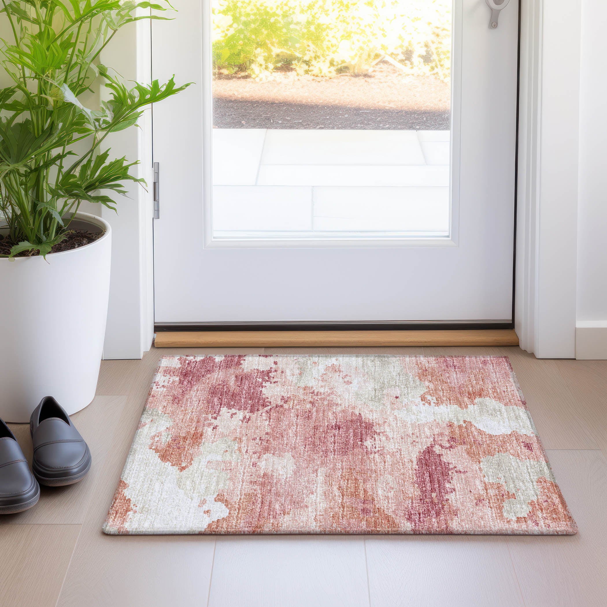 Valletta Machine Washable Transitional Pink Rug 1'8" x 2'6" #shape_Rectangle