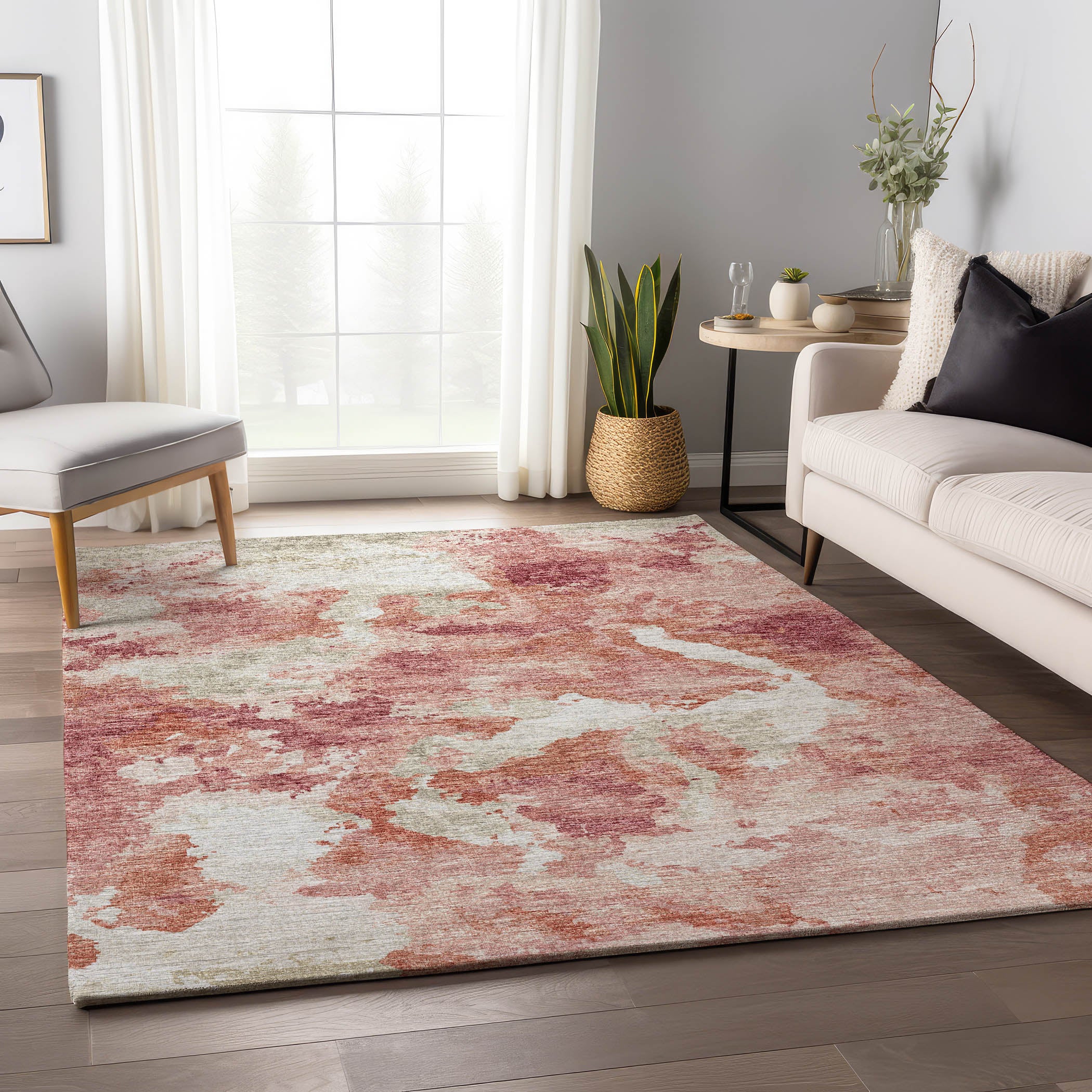 Valletta Machine Washable Transitional Pink Rug 2'6" x 3'10" #shape_Rectangle