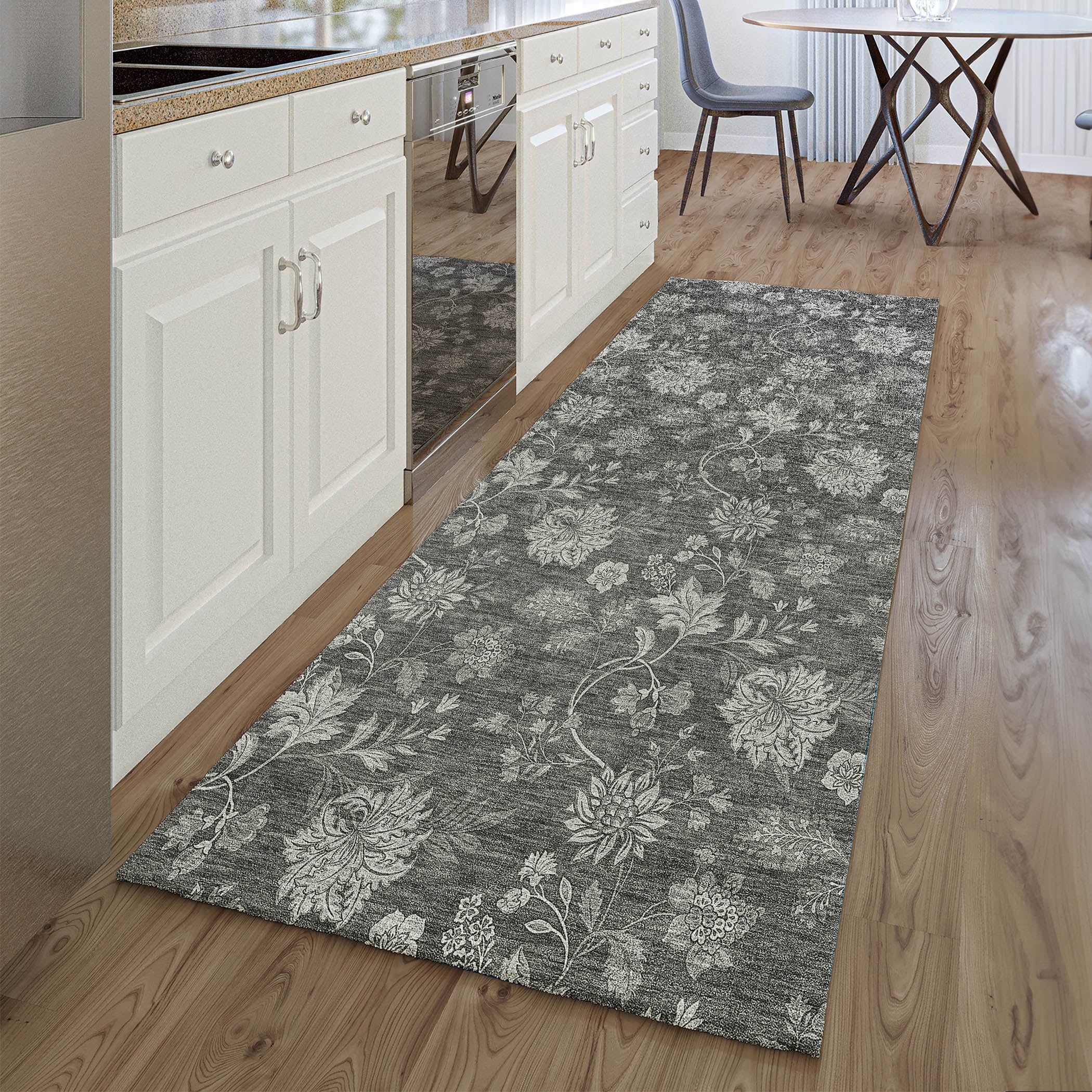 Cartagena Machine Washable Transitional Gray Rug 2'3" x 7'6" #shape_Runner
