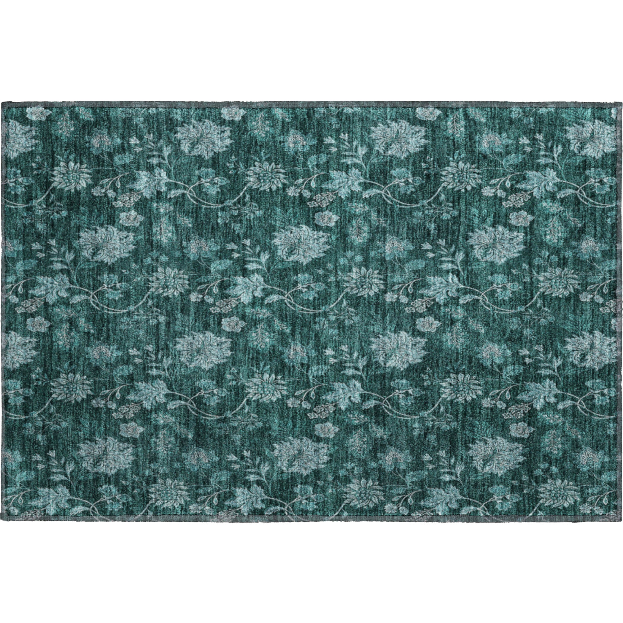 Cartagena Machine Washable Transitional Teal Rug 1'8" x 2'6" #shape_Rectangle