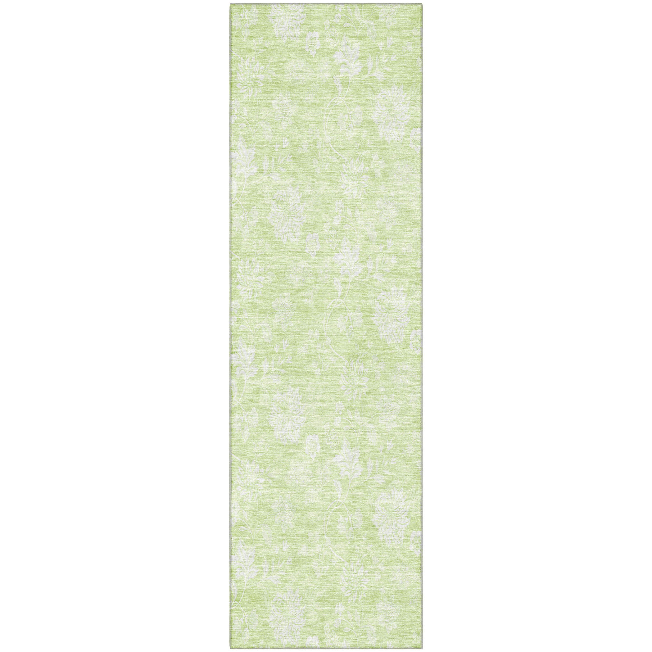 Prague Machine Washable Transitional Aloe Green Rug 2'3" x 7'6" #shape_Runner