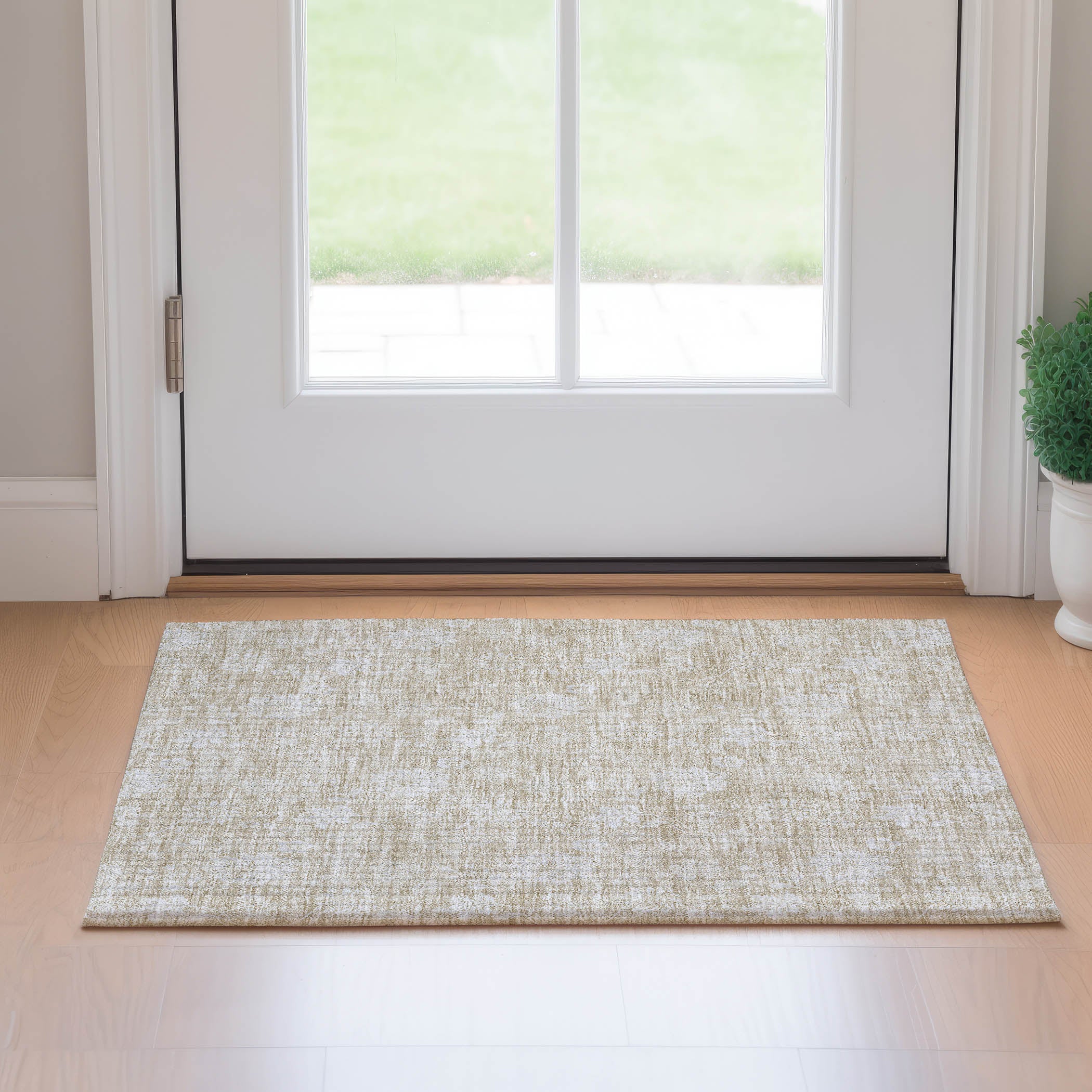 Prague Machine Washable Transitional Beige Brown Rug 1'8" x 2'6" #shape_Rectangle