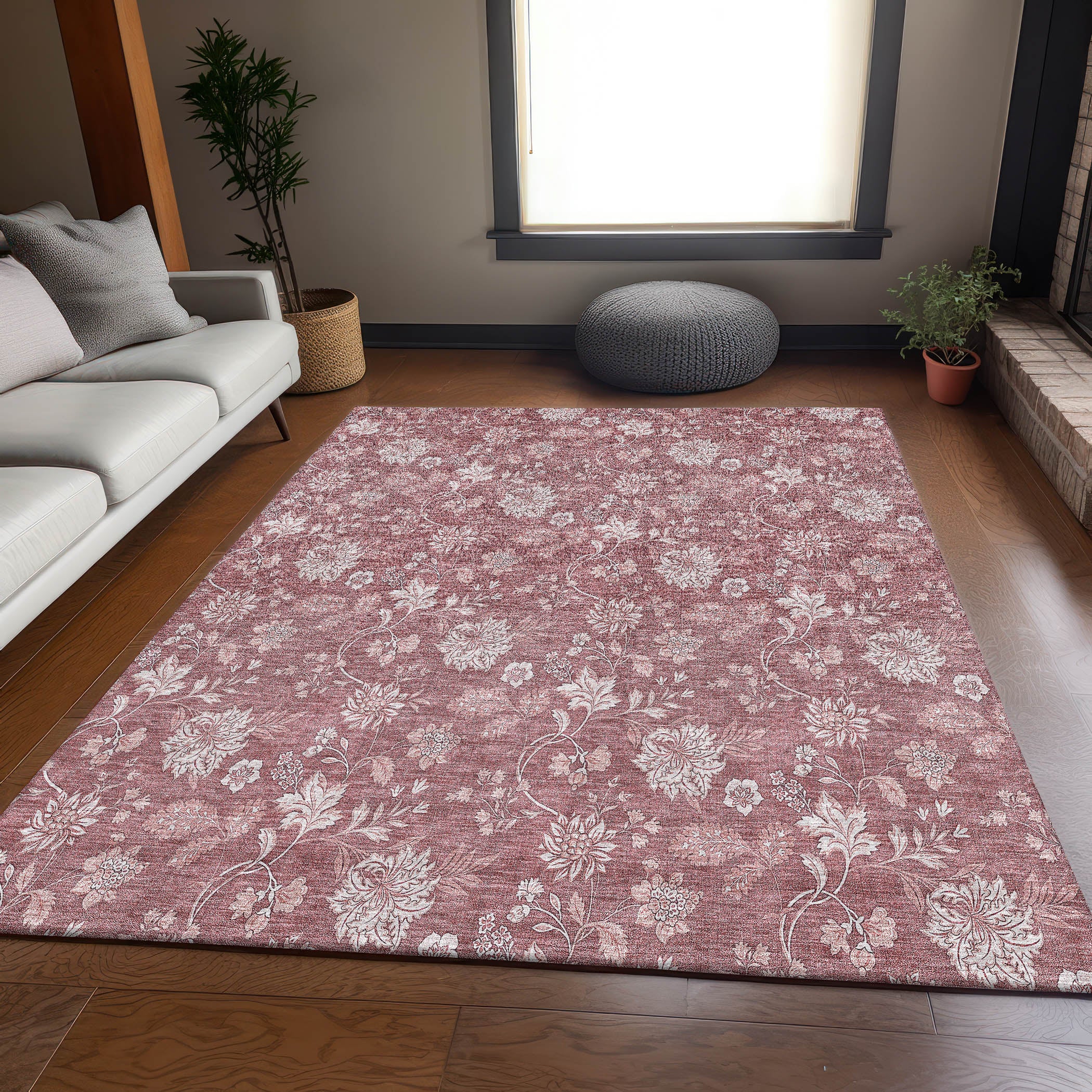 Prague Machine Washable Transitional Blush Pink Rug 2'6" x 3'10" #shape_Rectangle