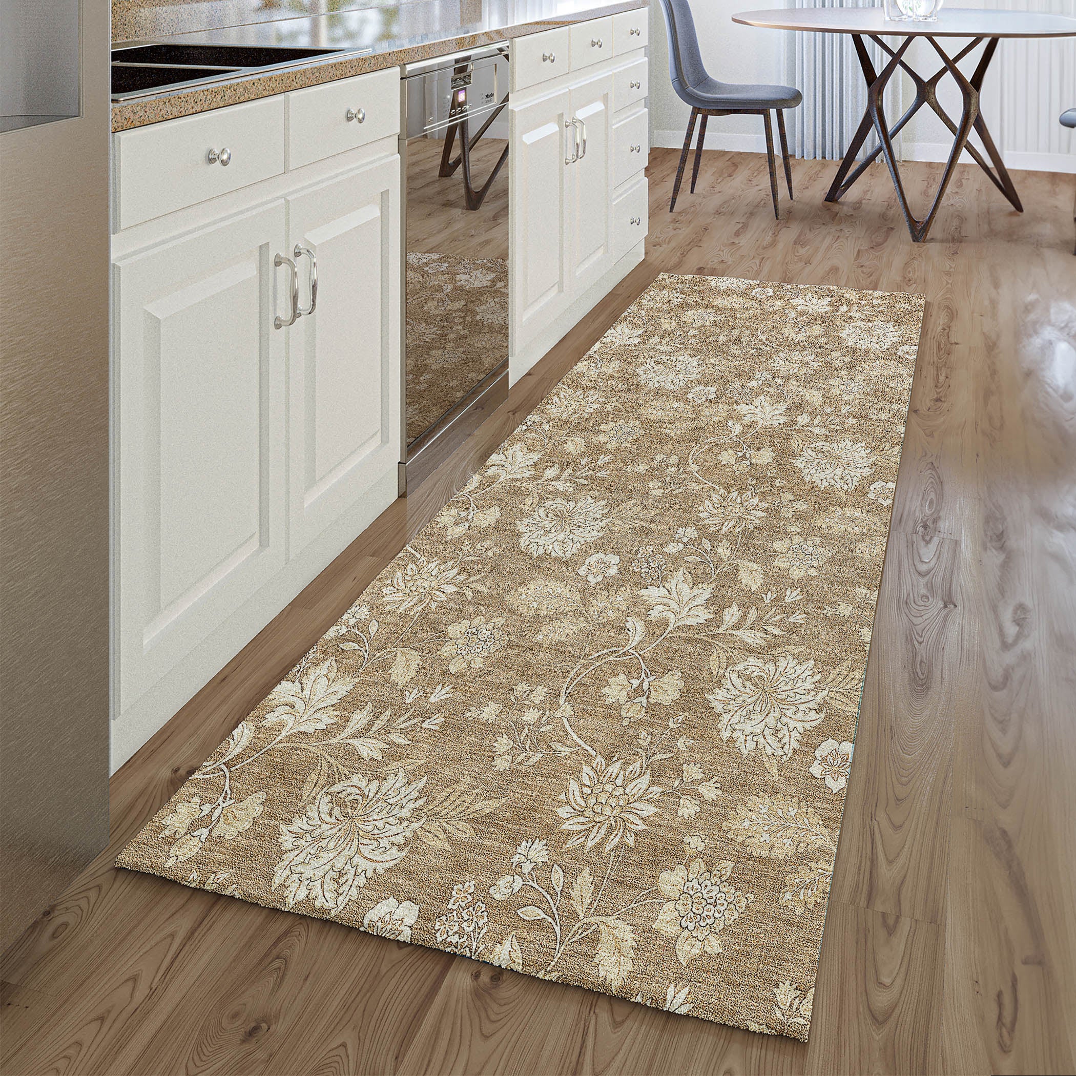 Prague Machine Washable Transitional Copper Orange Rug 2'3" x 7'6" #shape_Runner