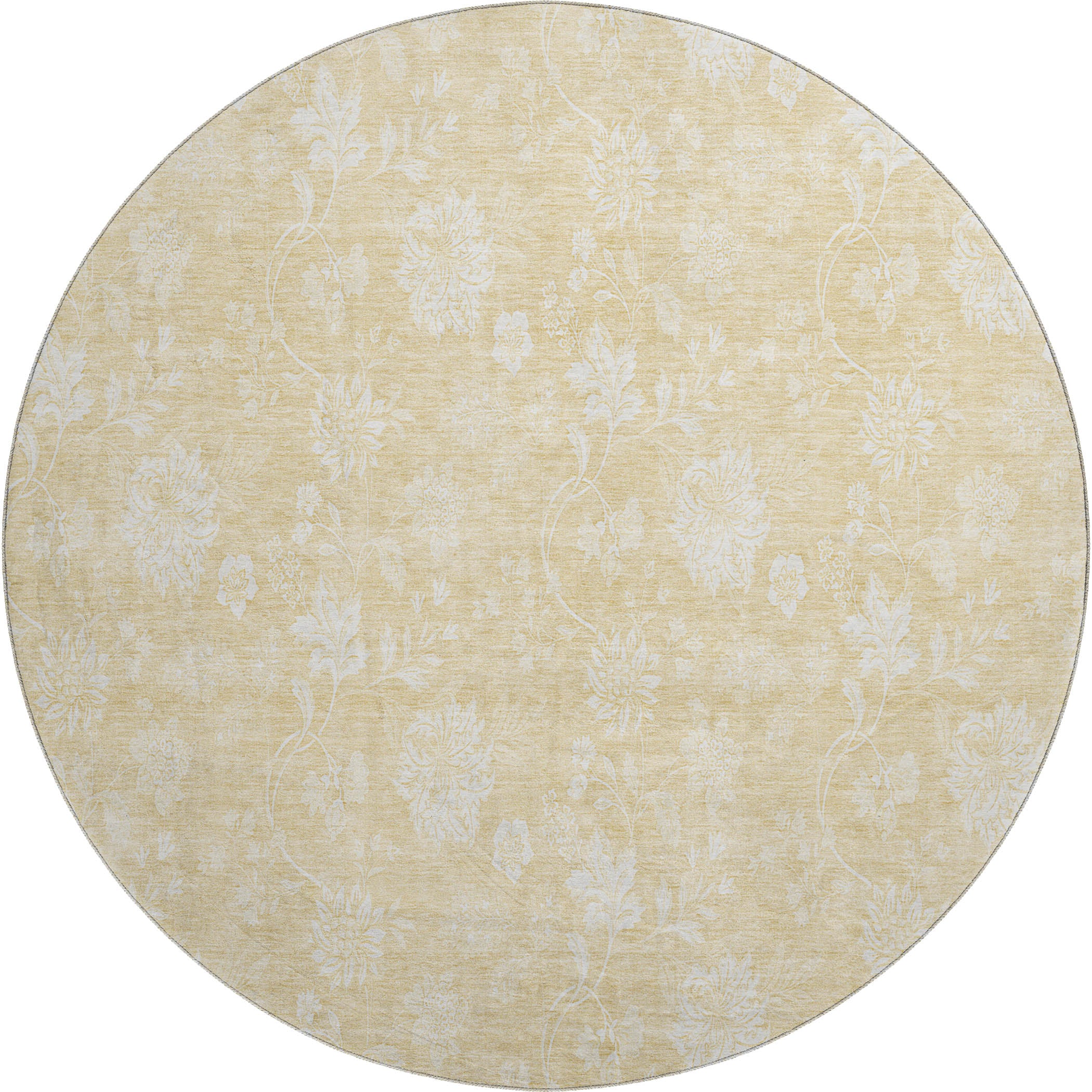 Prague Machine Washable Transitional Honey Gold Rug 8' x 8' #shape_Round