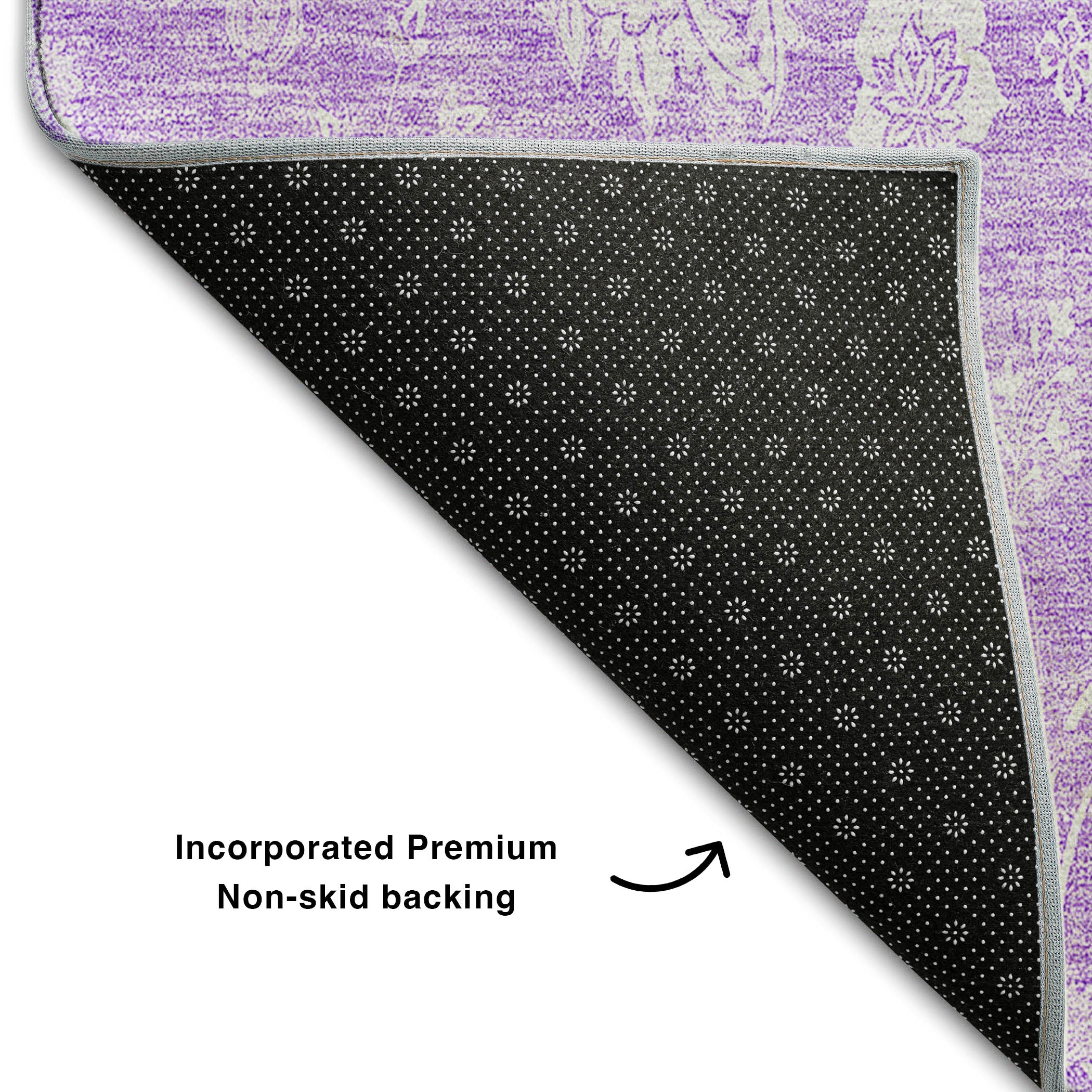 Prague Machine Washable Transitional Lilac Purple Rug 1'8" x 2'6" #shape_Rectangle