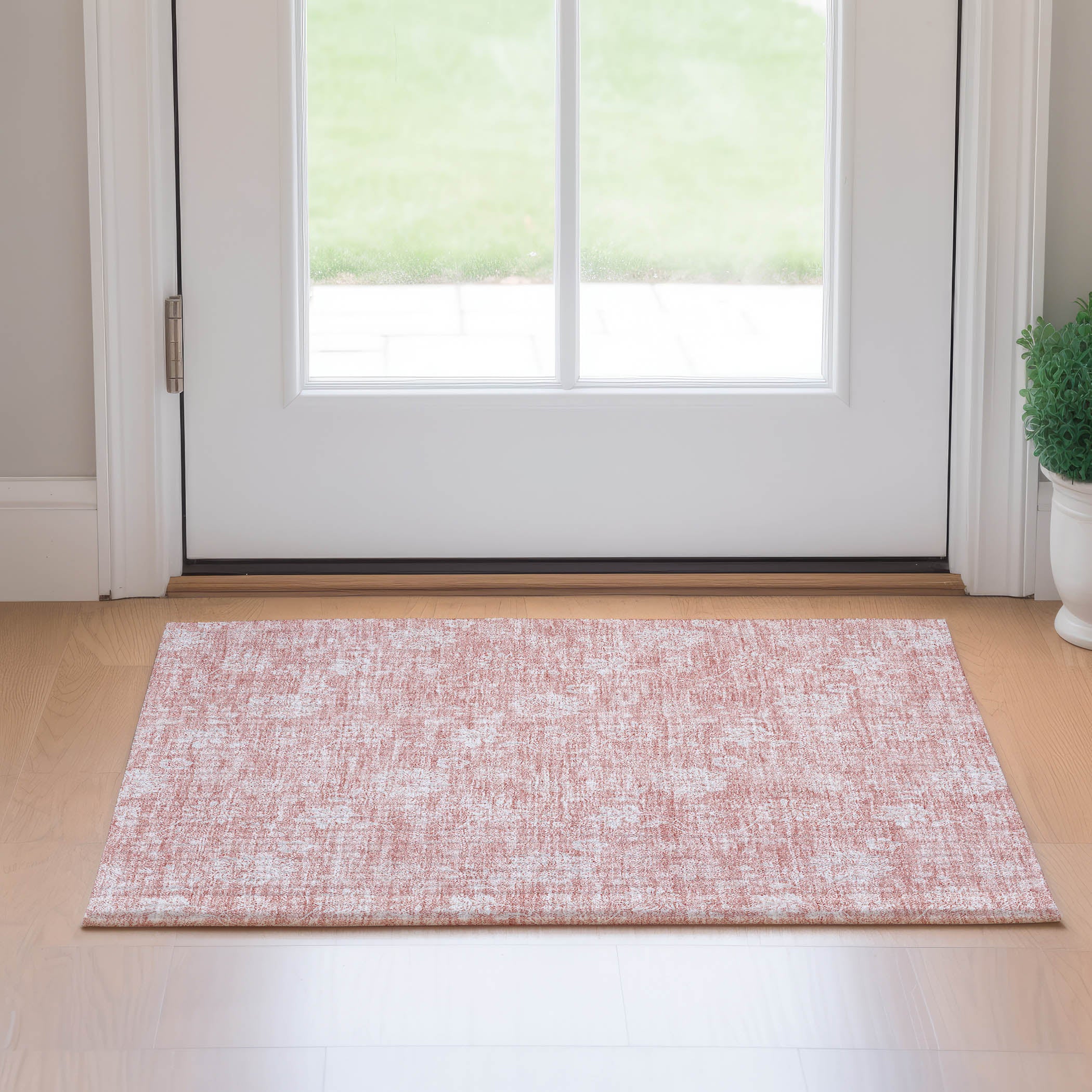 Prague Machine Washable Transitional Pink Rug 1'8" x 2'6" #shape_Rectangle