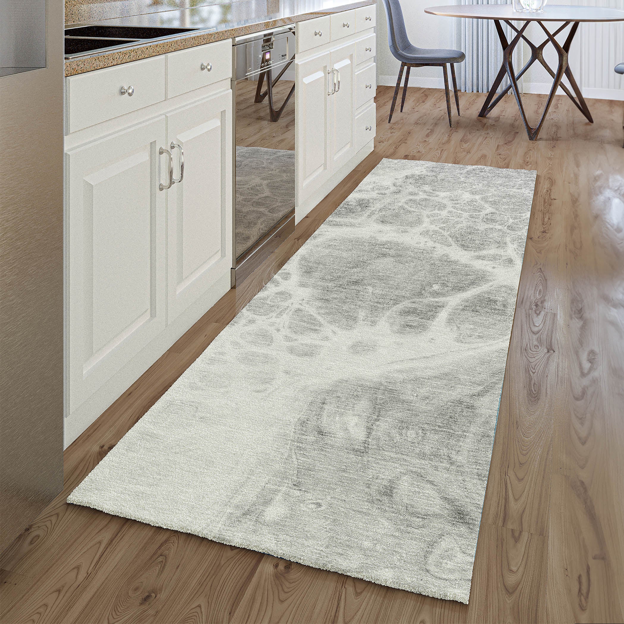 Cusco Machine Washable Transitional Gray Rug 2'3" x 7'6" #shape_Runner