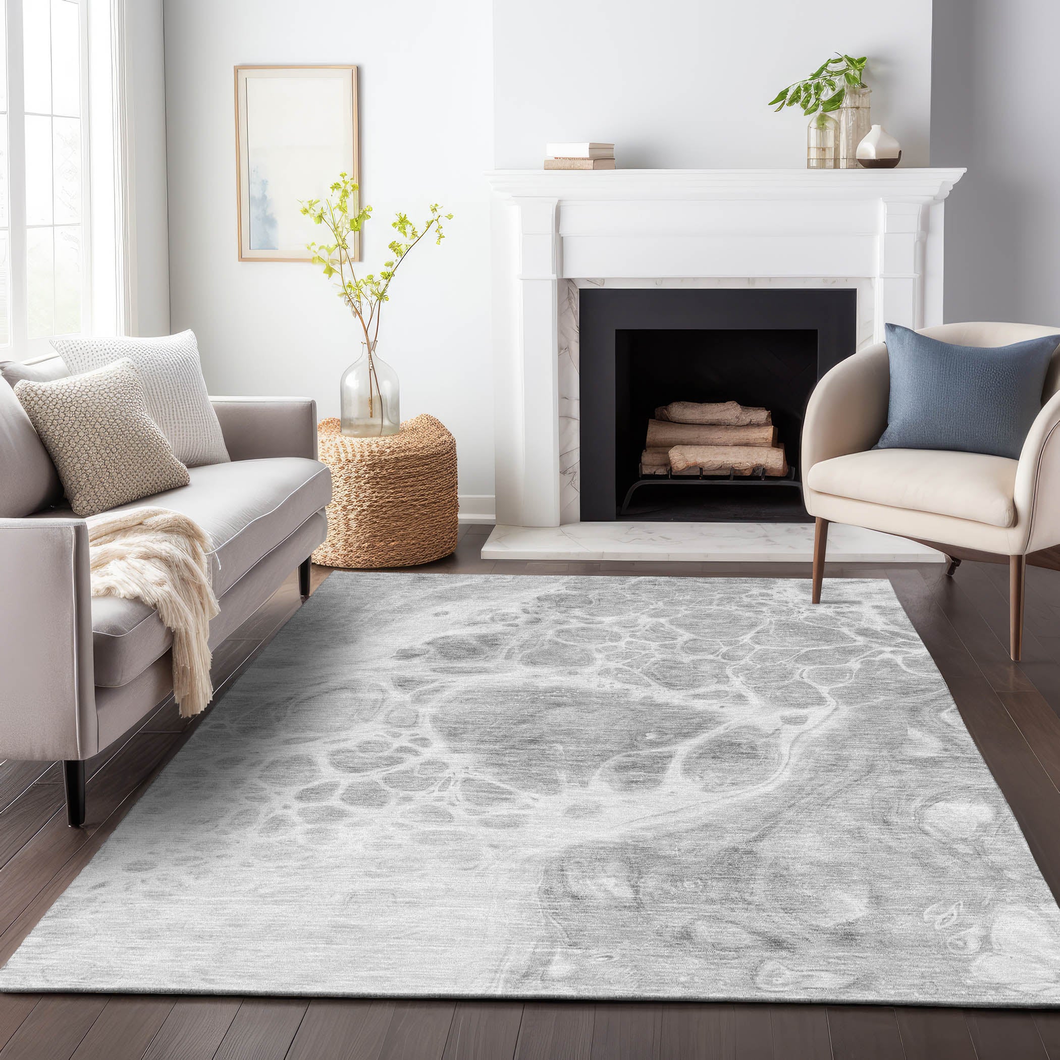 Cusco Machine Washable Transitional Gray Rug 2'6" x 3'10" #shape_Rectangle