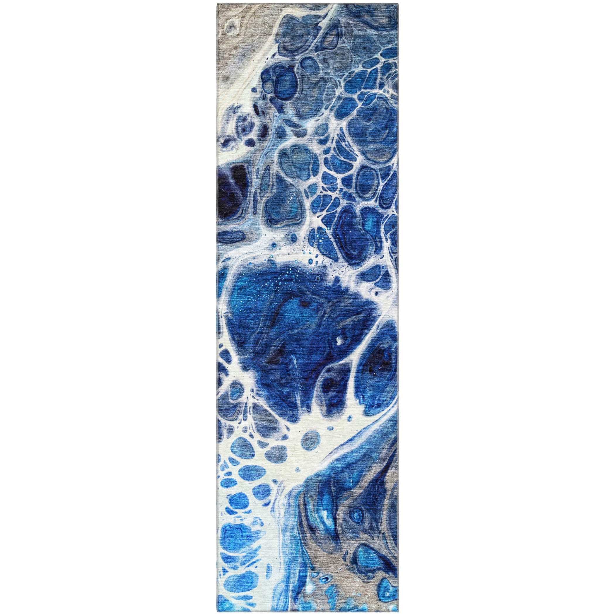 Cusco Machine Washable Transitional Navy Blue Rug 2'3" x 7'6" #shape_Runner