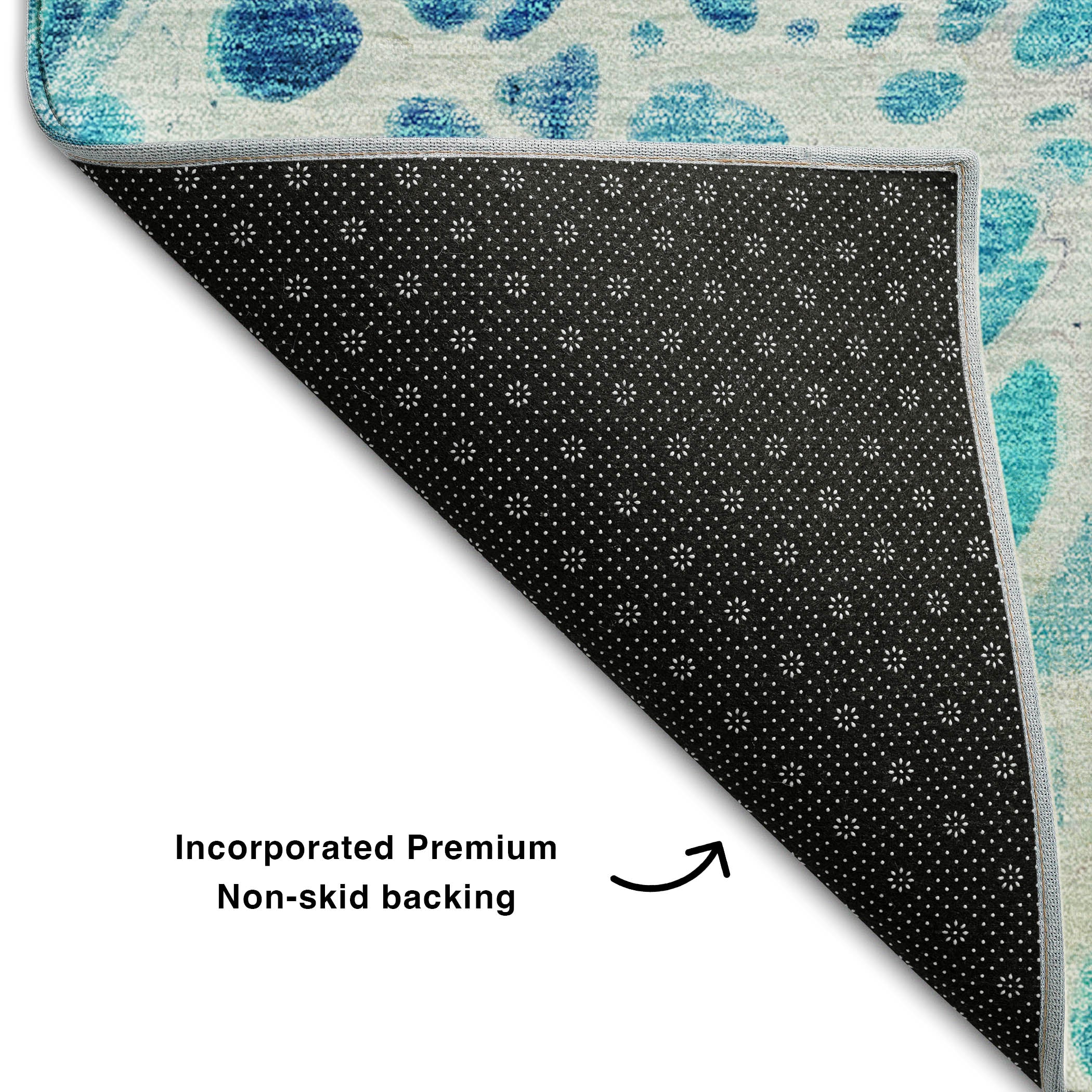 Cusco Machine Washable Transitional Teal Rug 1'8" x 2'6" #shape_Rectangle