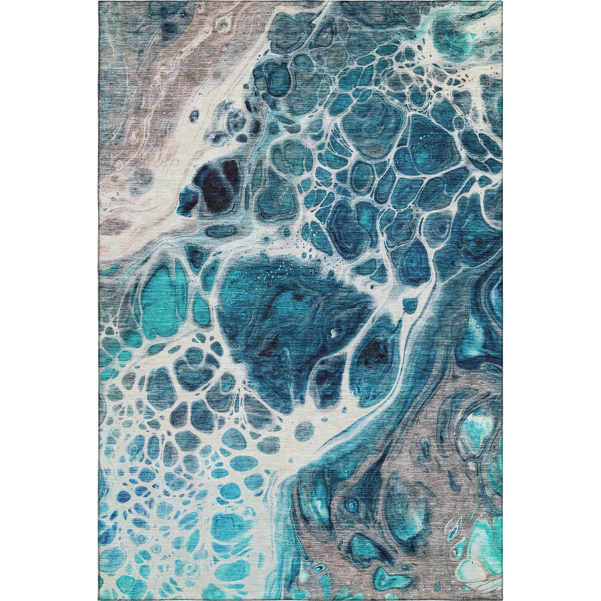 Cusco Machine Washable Transitional Teal Rug 2'6" x 3'10" #shape_Rectangle