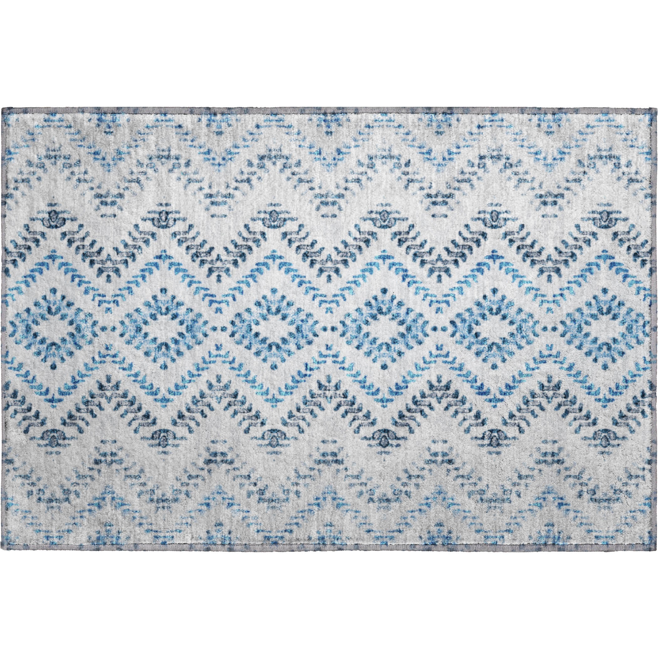 Rome Machine Washable Transitional Blue Rug 1'8" x 2'6" #shape_Rectangle