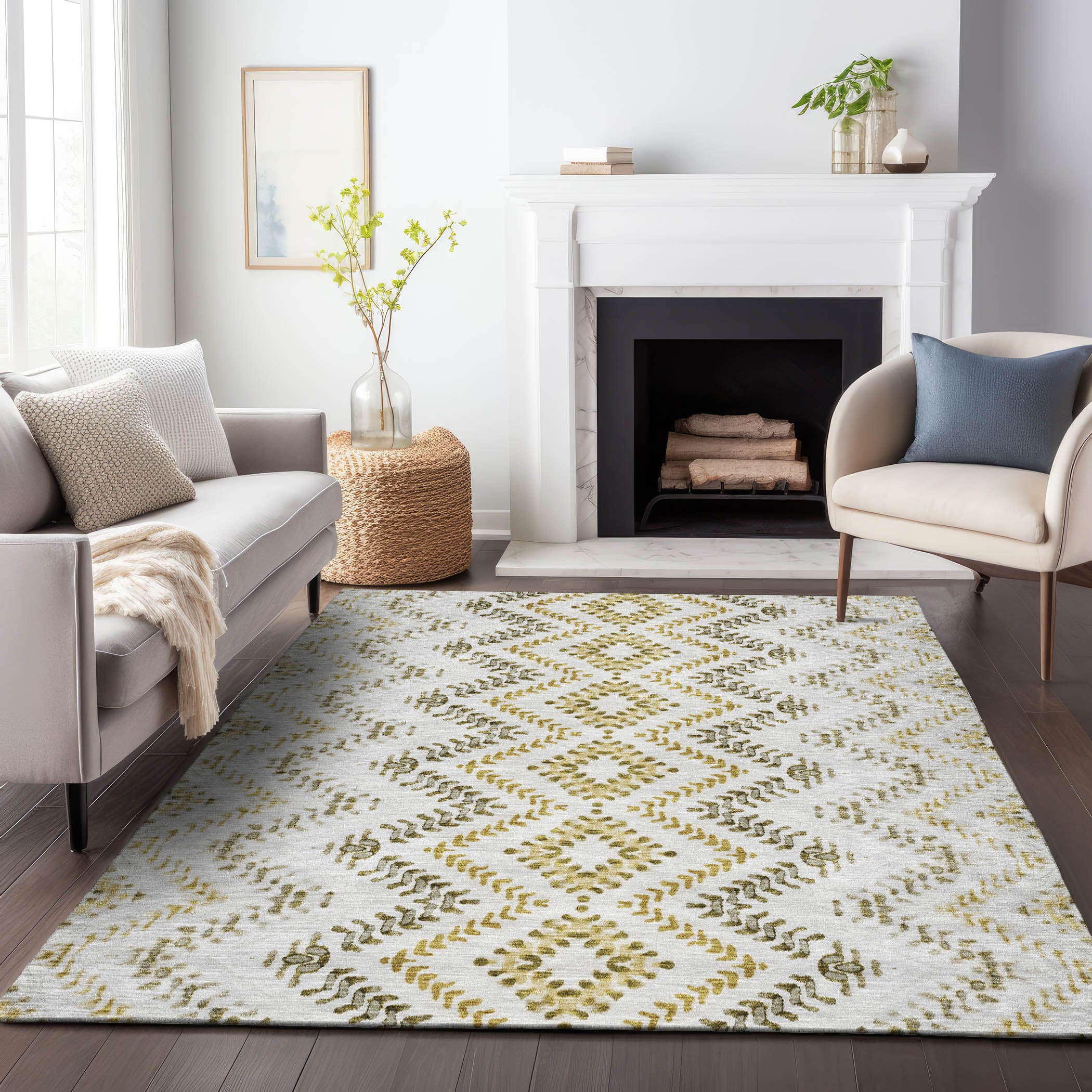 Rome Machine Washable Transitional Taupe Brown Rug 2'6" x 3'10" #shape_Rectangle