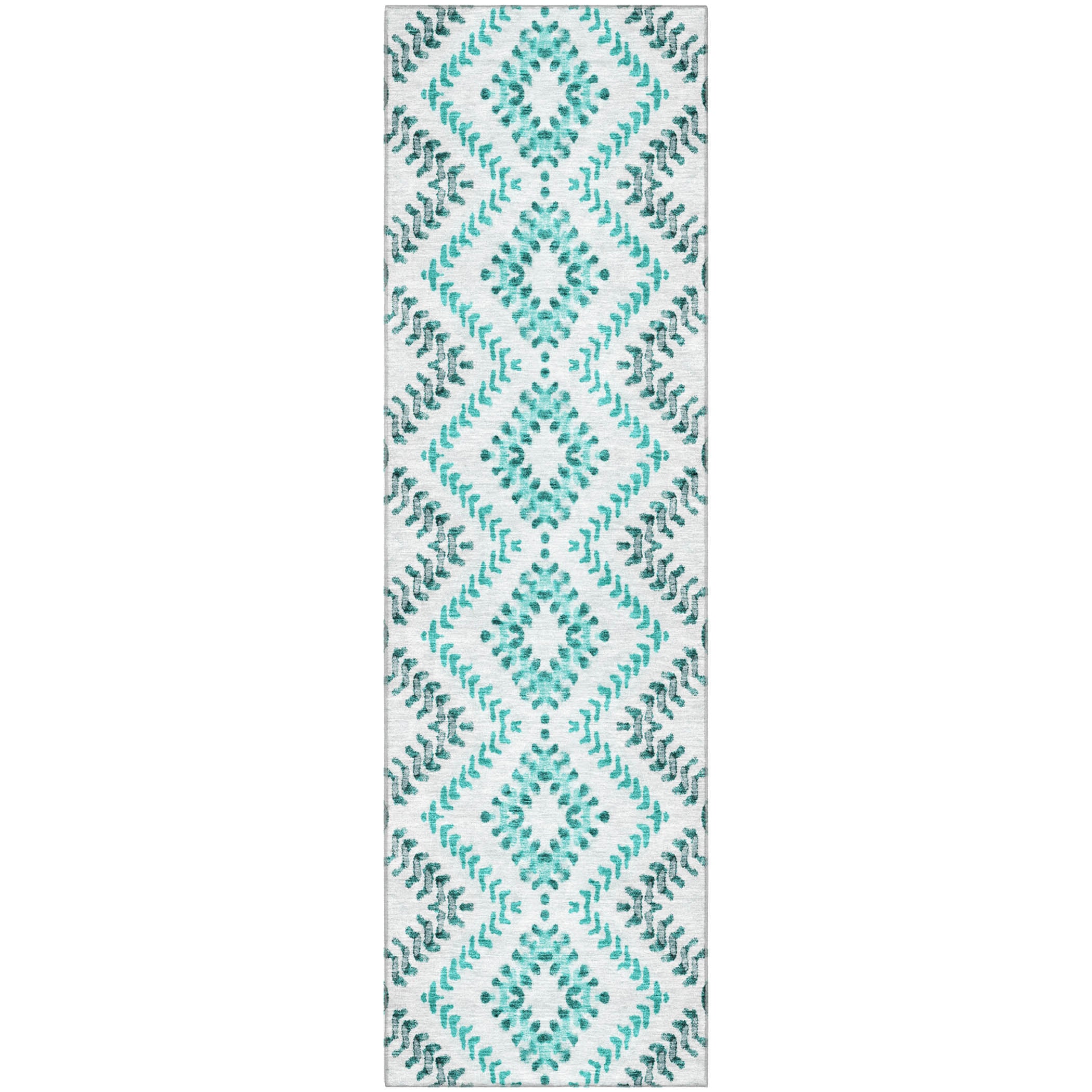 Rome Machine Washable Transitional Teal Rug 2'3" x 7'6" #shape_Runner
