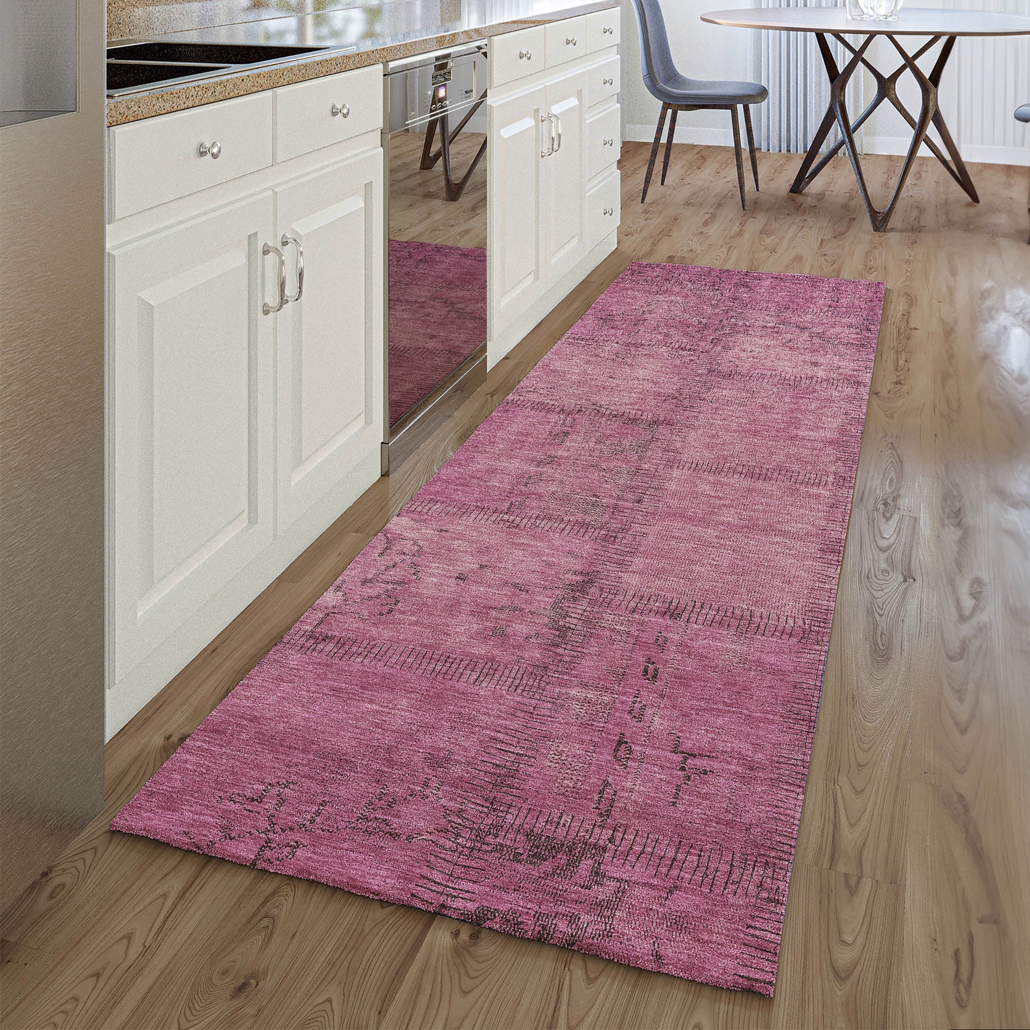 Lisbon Machine Washable Transitional Blush Pink Rug 2'3" x 7'6" #shape_Runner
