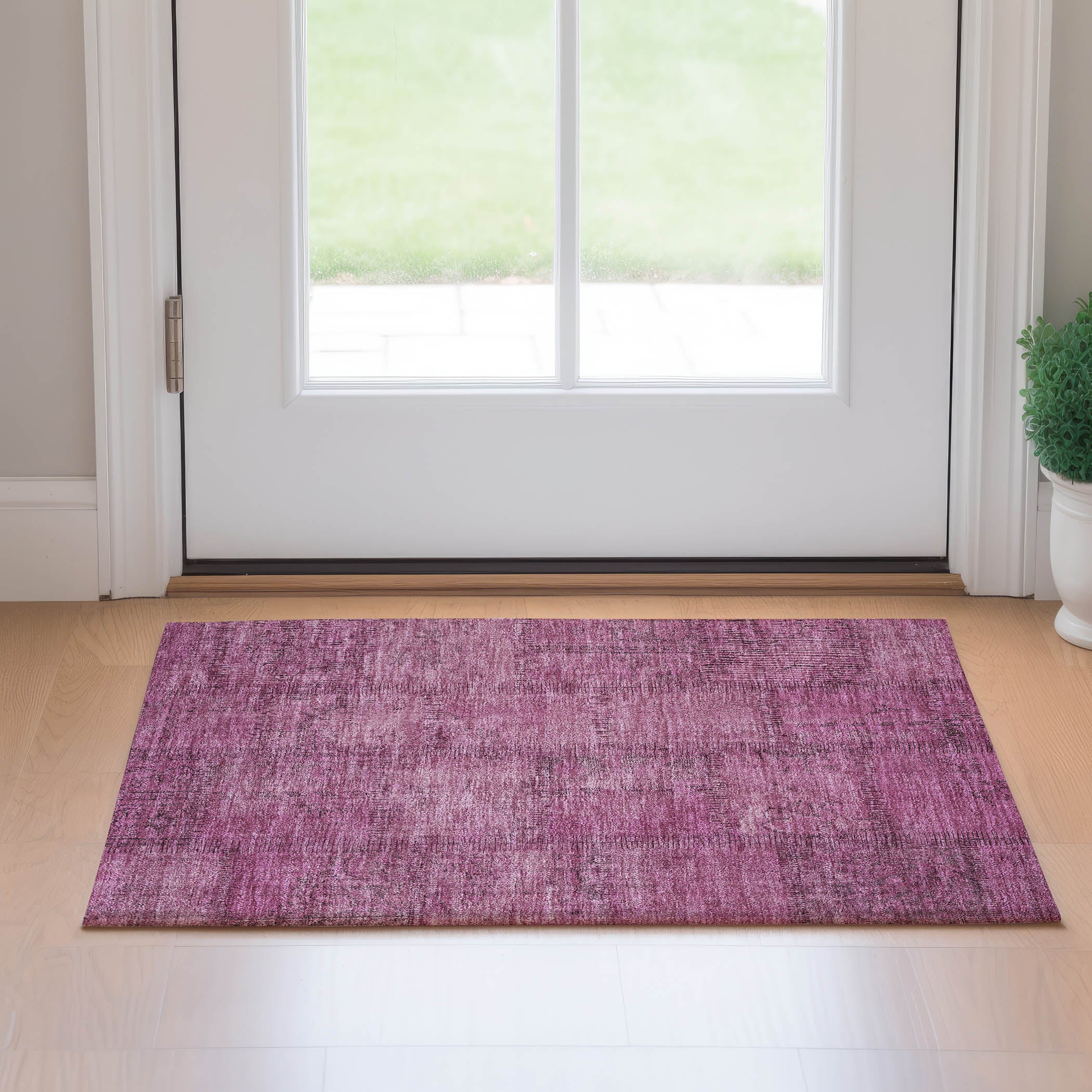 Lisbon Machine Washable Transitional Blush Pink Rug 1'8" x 2'6" #shape_Rectangle