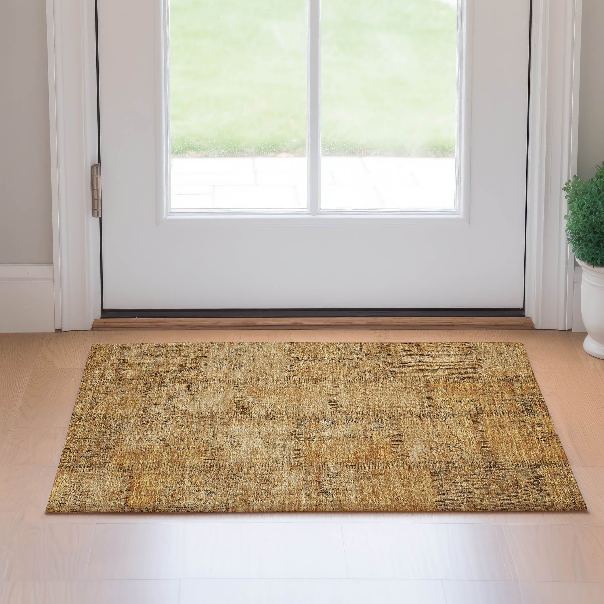 Lisbon Machine Washable Transitional Copper Orange Rug 1'8" x 2'6" #shape_Rectangle