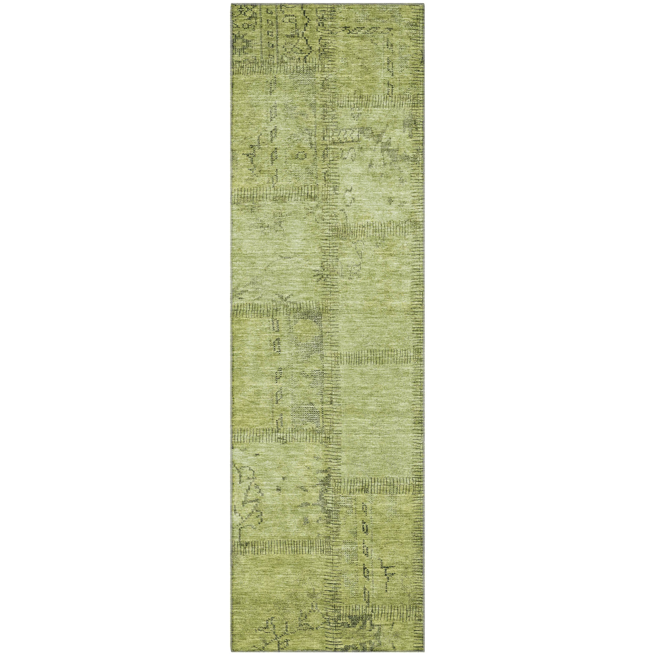Lisbon Machine Washable Transitional Fern Green Rug 2'3" x 7'6" #shape_Runner