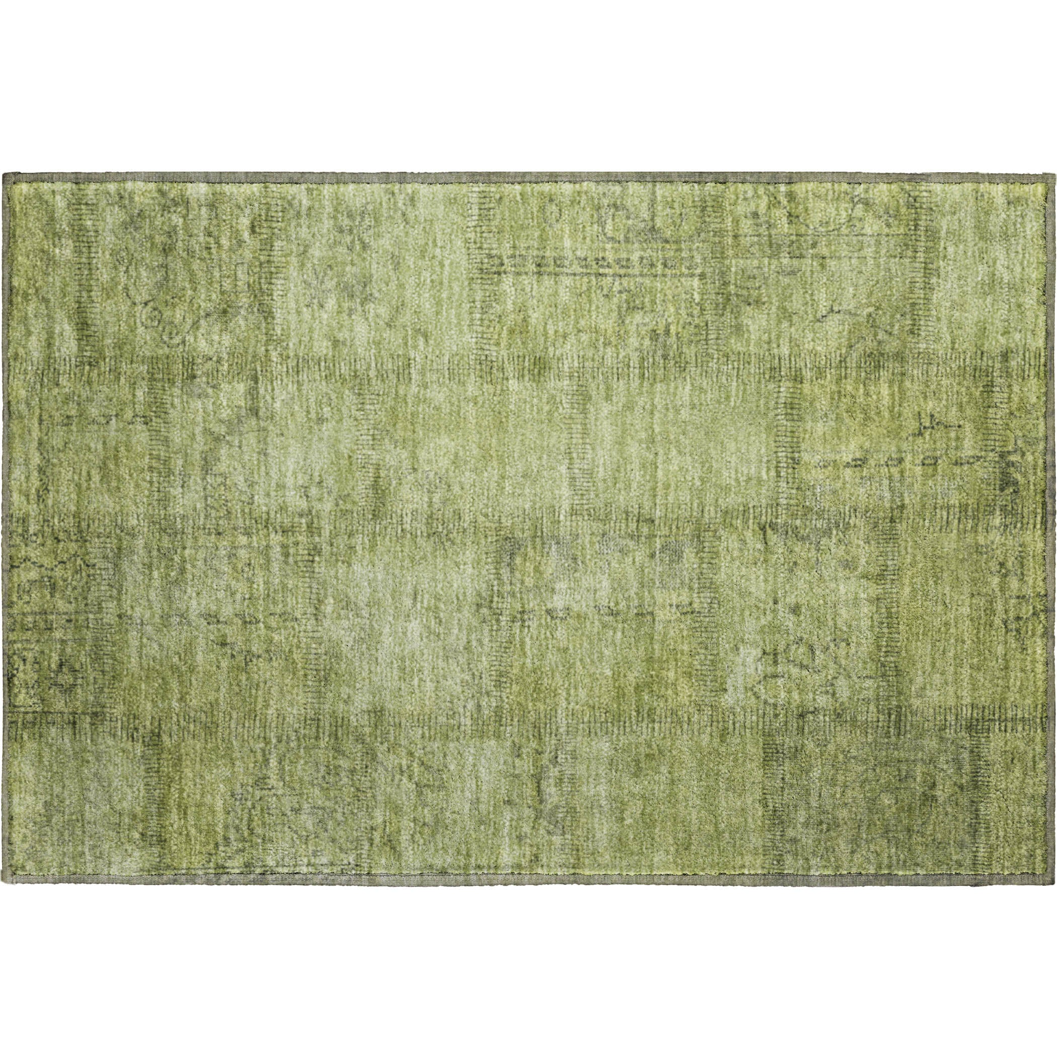 Lisbon Machine Washable Transitional Fern Green Rug 1'8" x 2'6" #shape_Rectangle