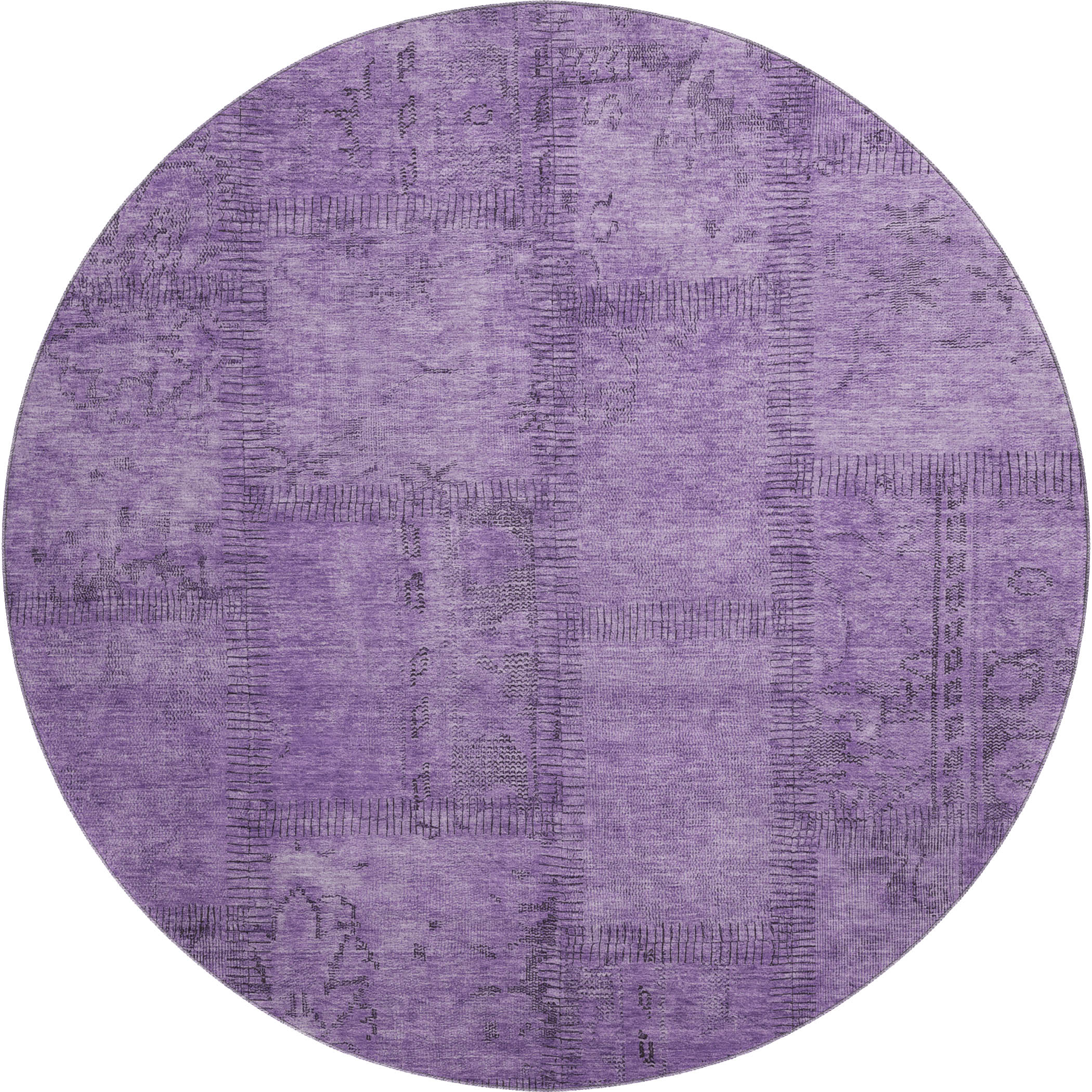 Lisbon Machine Washable Transitional Purple Rug 8' x 8' #shape_Round