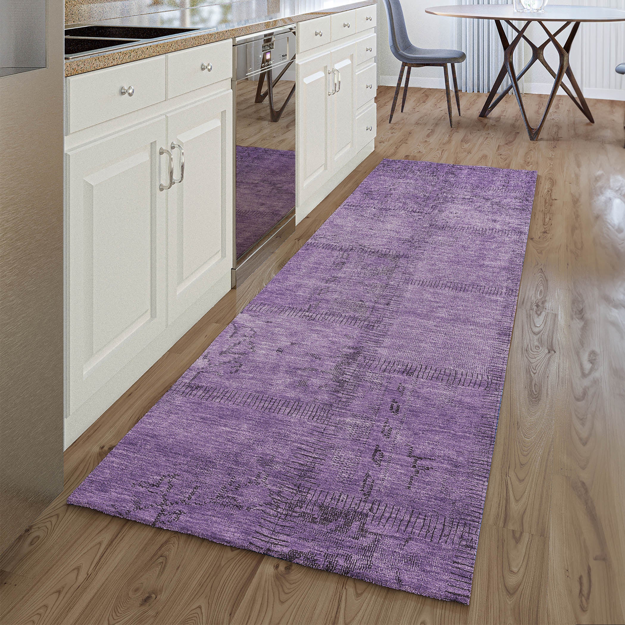 Lisbon Machine Washable Transitional Purple Rug 2'3" x 7'6" #shape_Runner